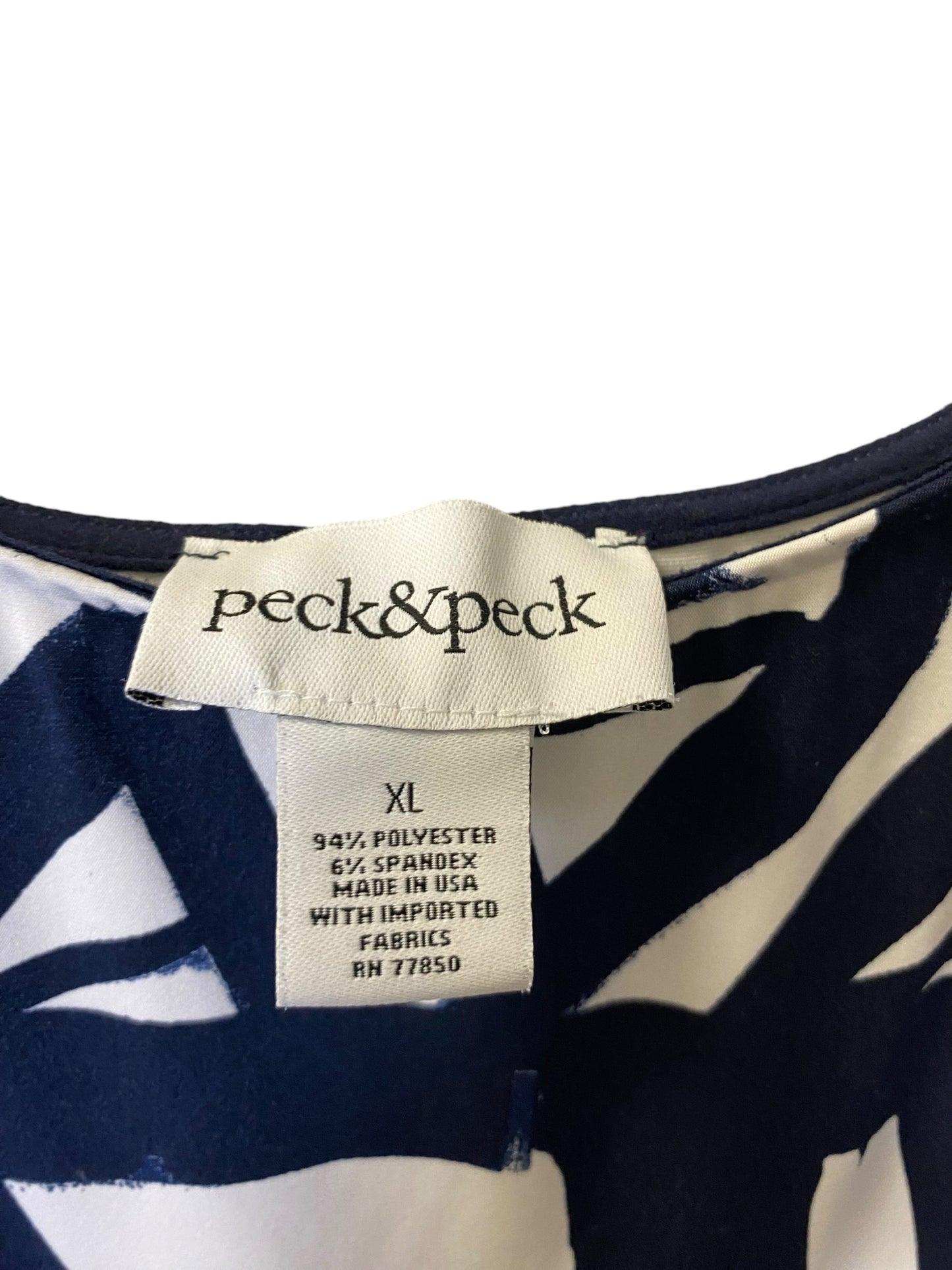 Top 3/4 Sleeve By Peck And Peck In Blue & White, Size: Xl