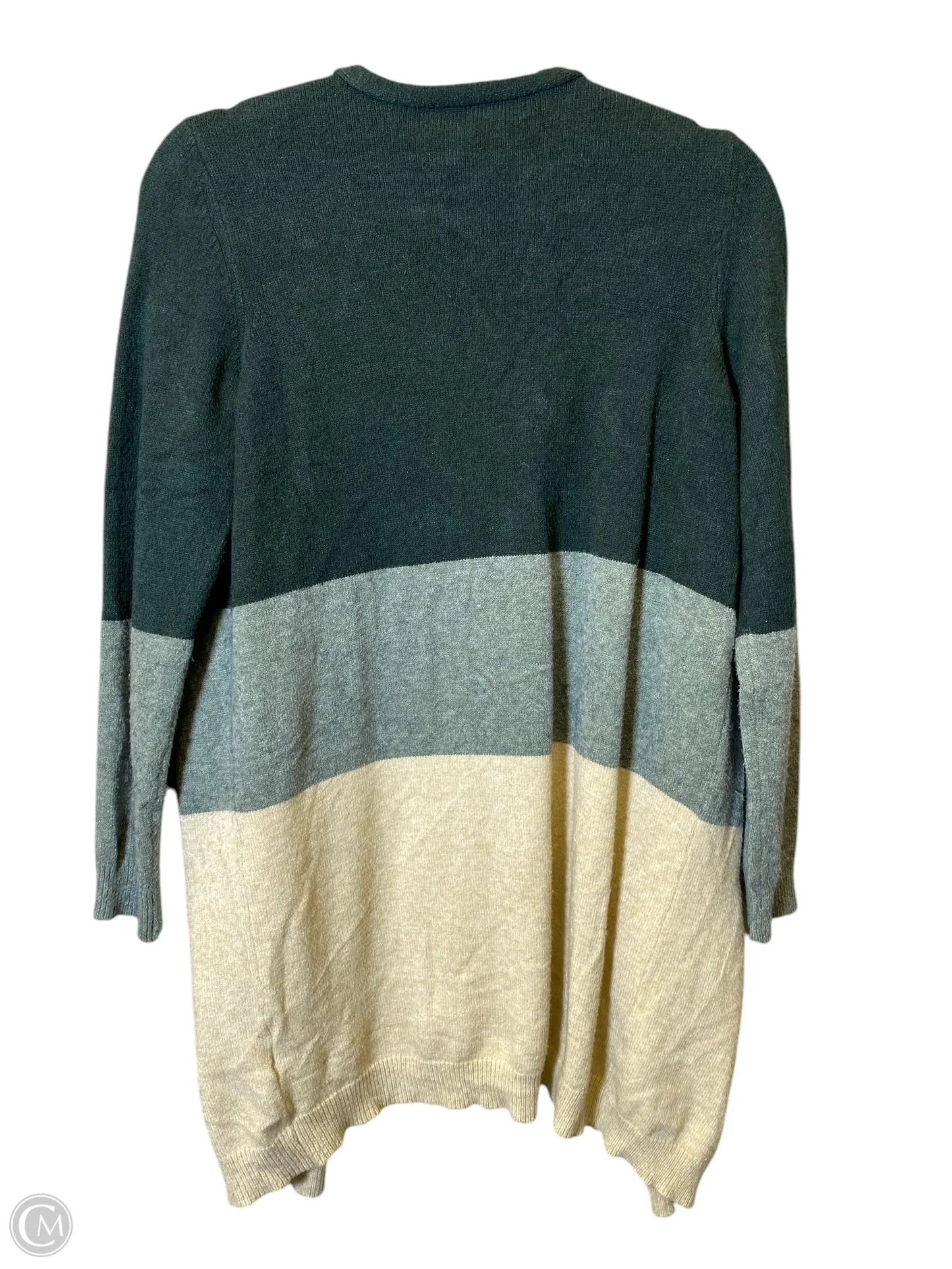 Sweater Cardigan By Clothes Mentor In Green & Tan, Size: L