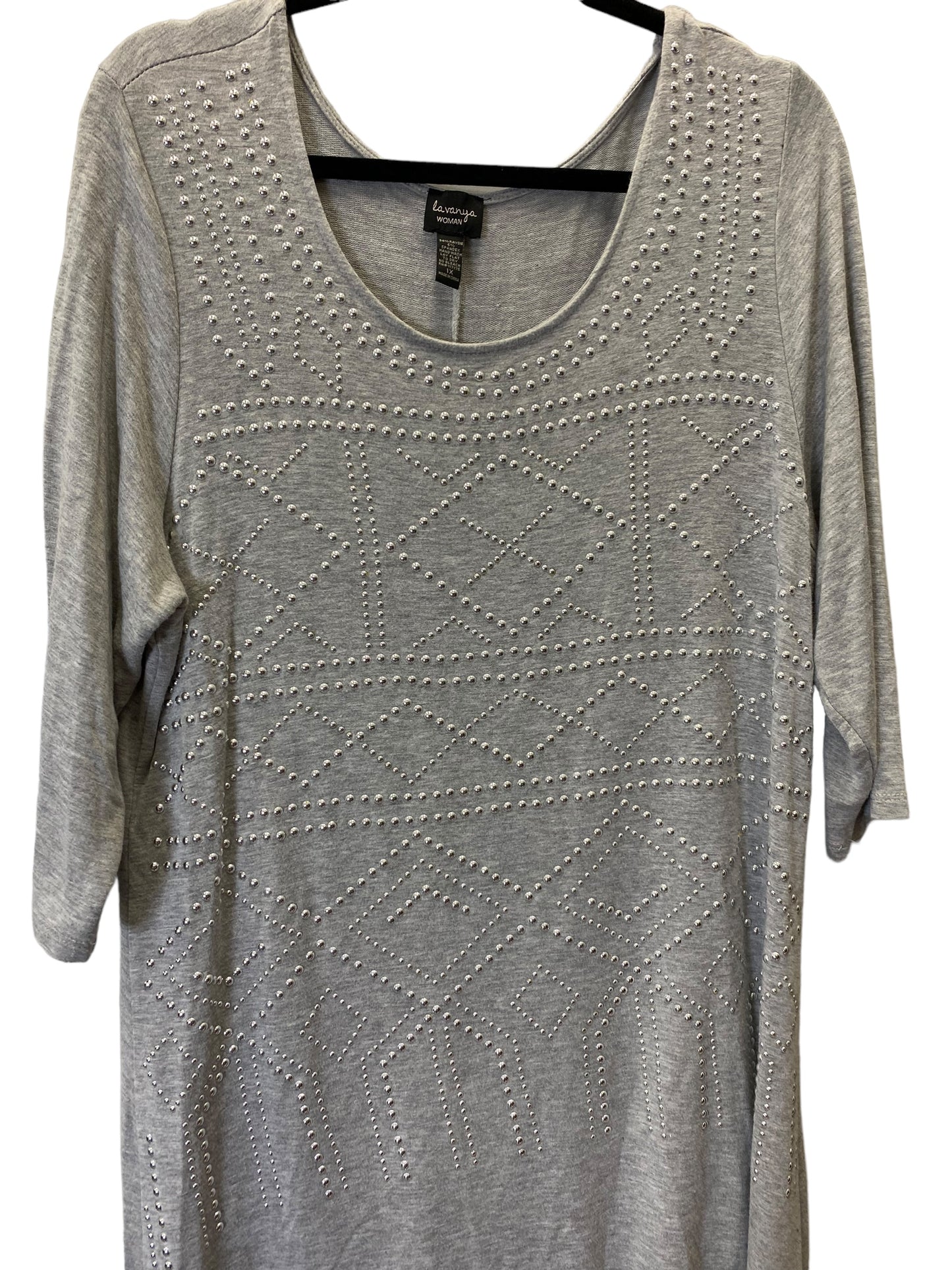 Top Long Sleeve By Clothes Mentor In Grey, Size: 1x