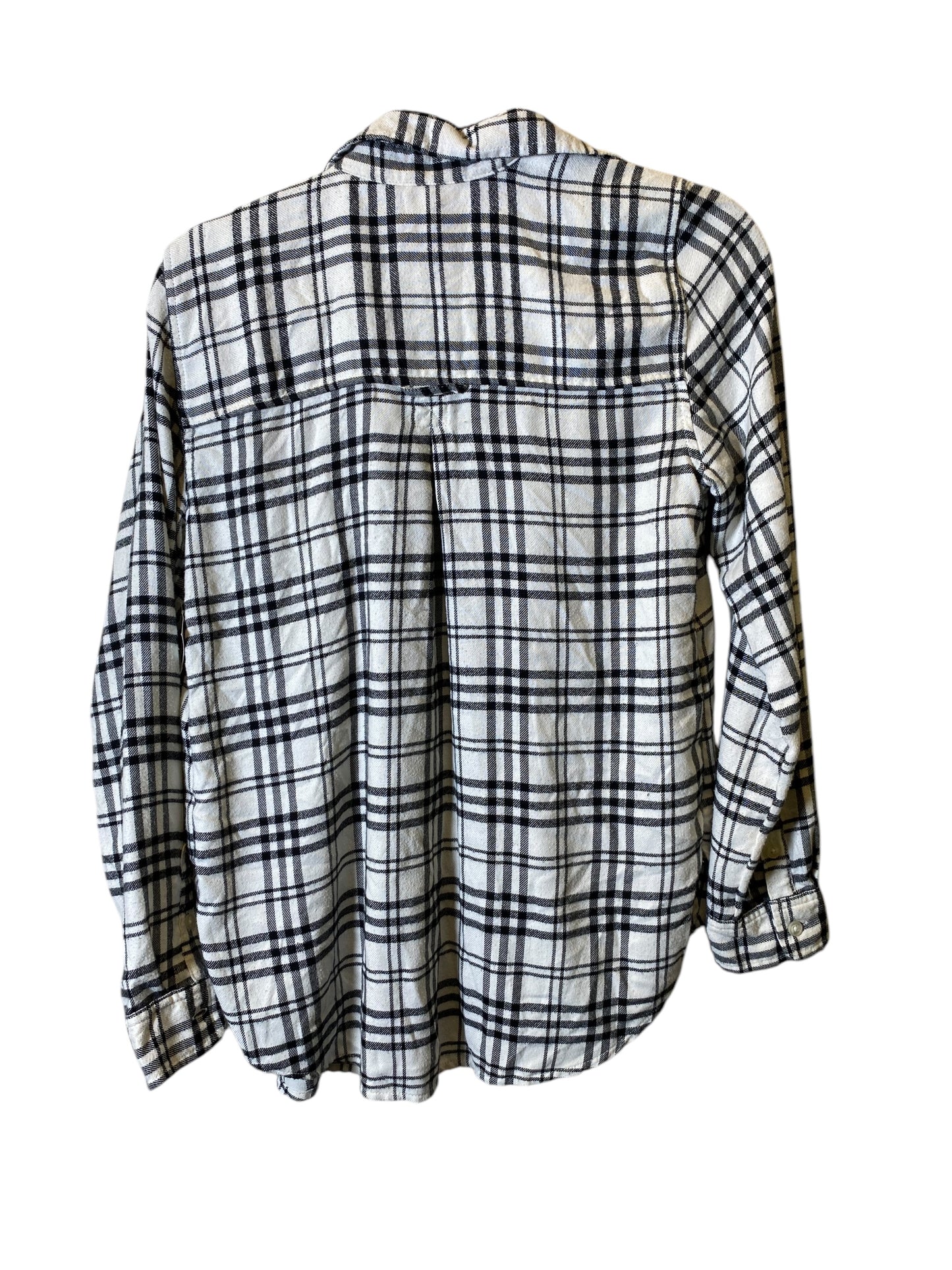 Blouse Long Sleeve By American Eagle In Checkered Pattern, Size: S