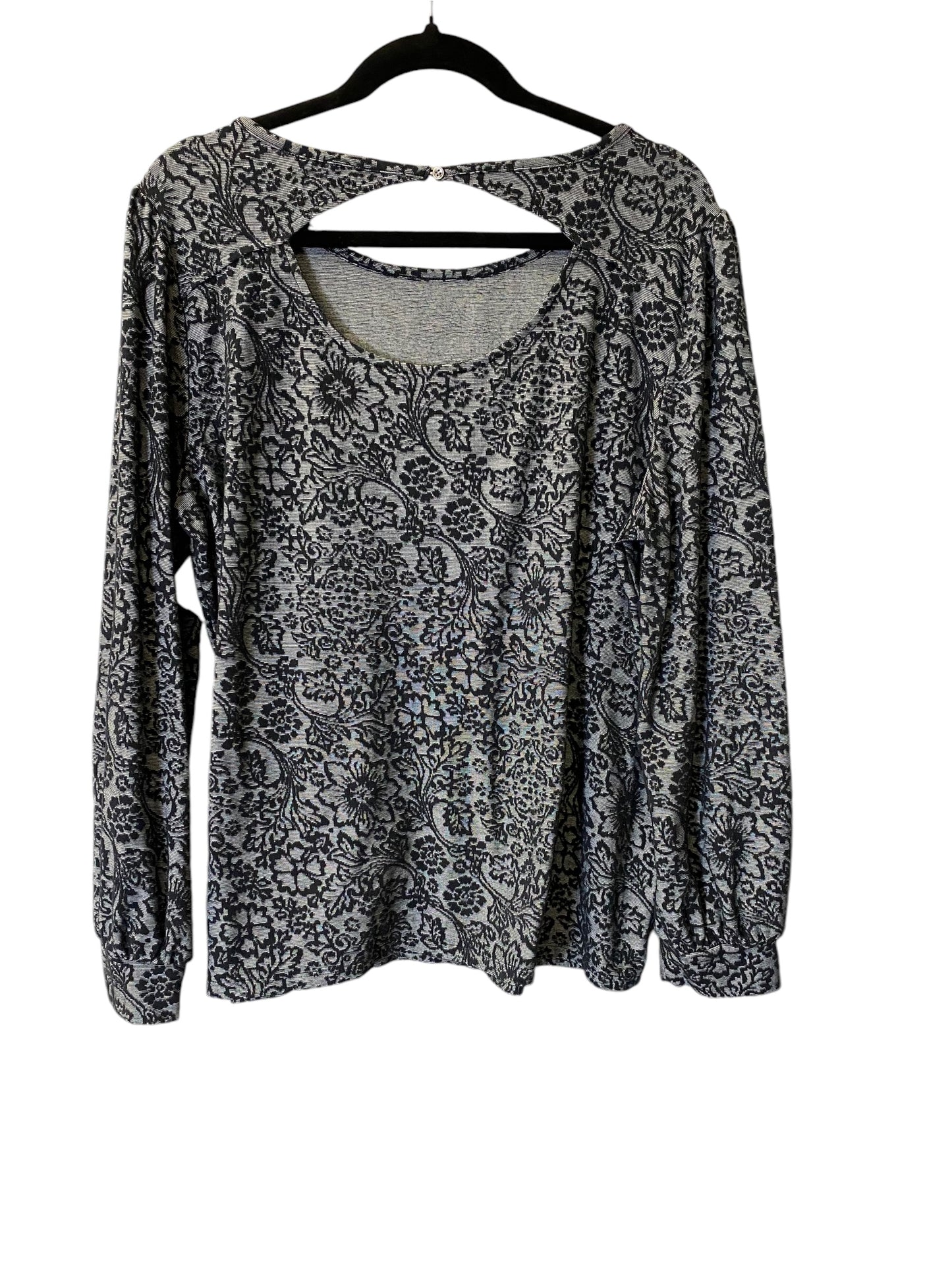 Top Long Sleeve By Loft In Black & Grey, Size: Xxl