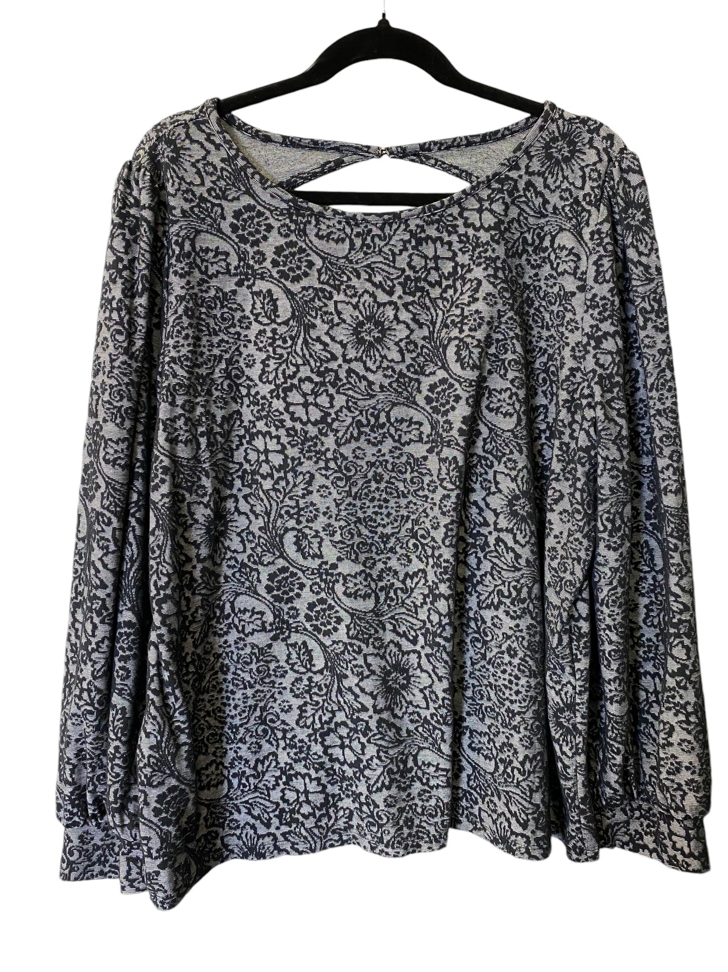 Top Long Sleeve By Loft In Black & Grey, Size: Xxl