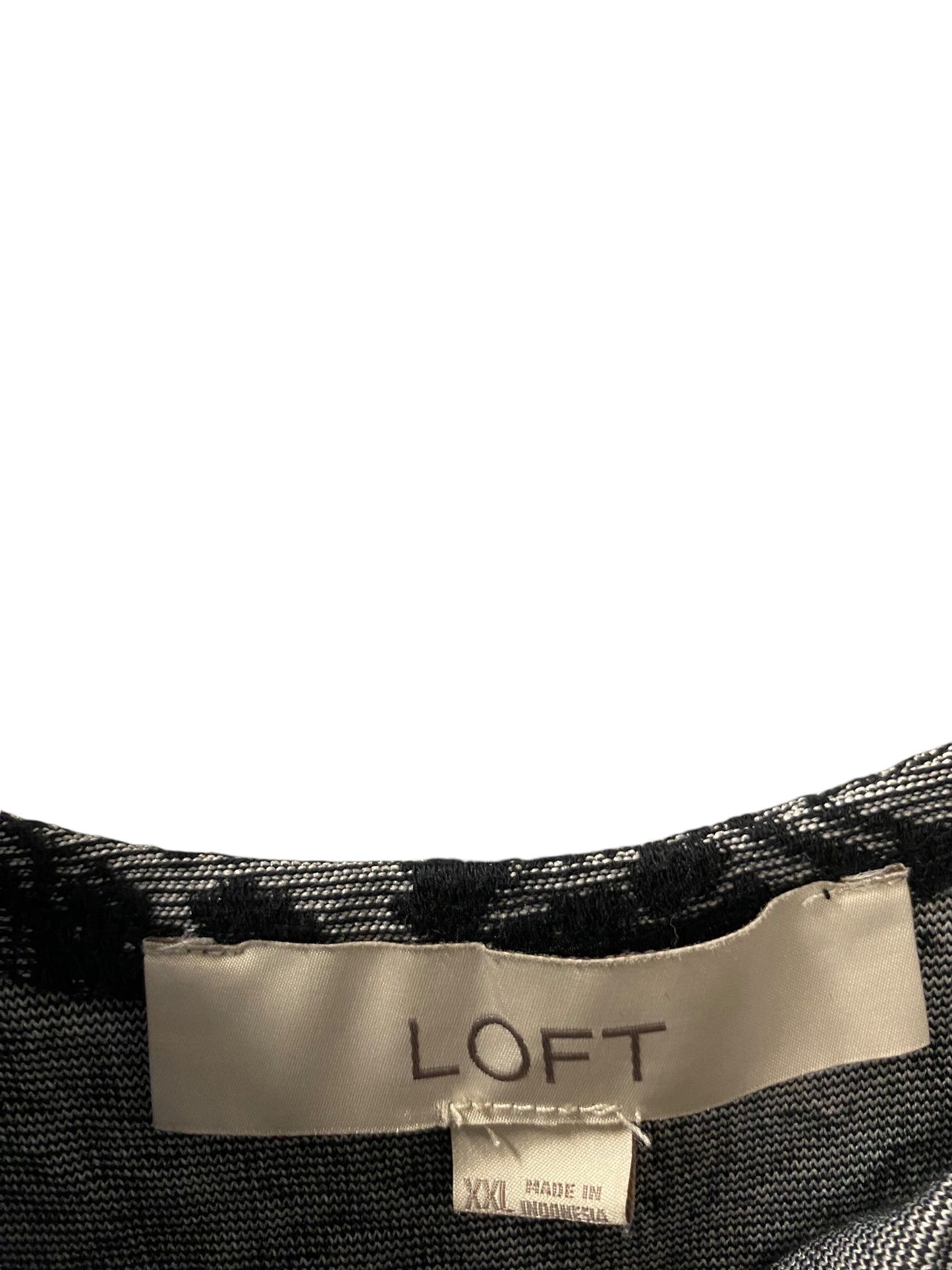 Top Long Sleeve By Loft In Black & Grey, Size: Xxl