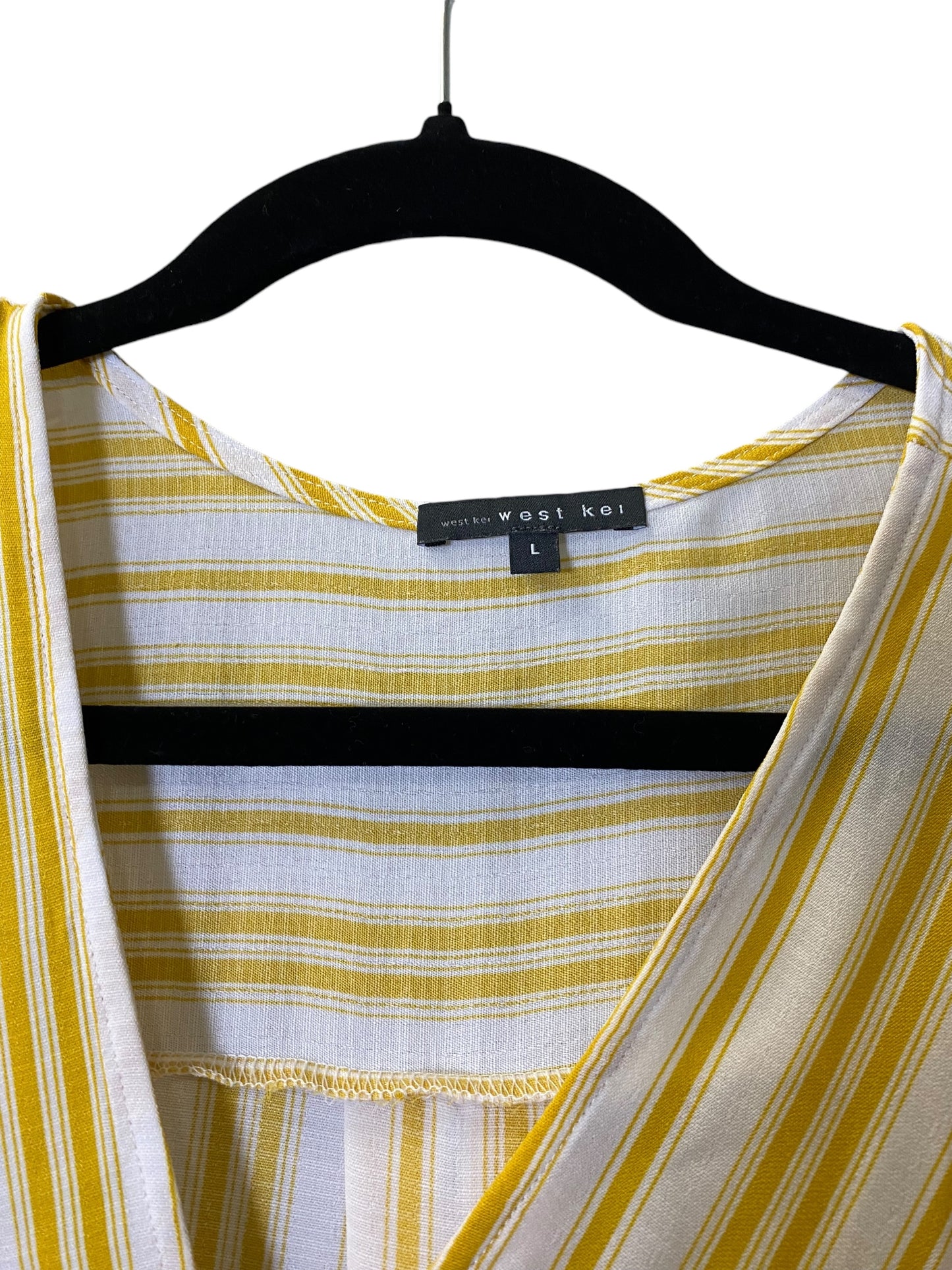 Top 3/4 Sleeve By West Kei In White & Yellow, Size: L