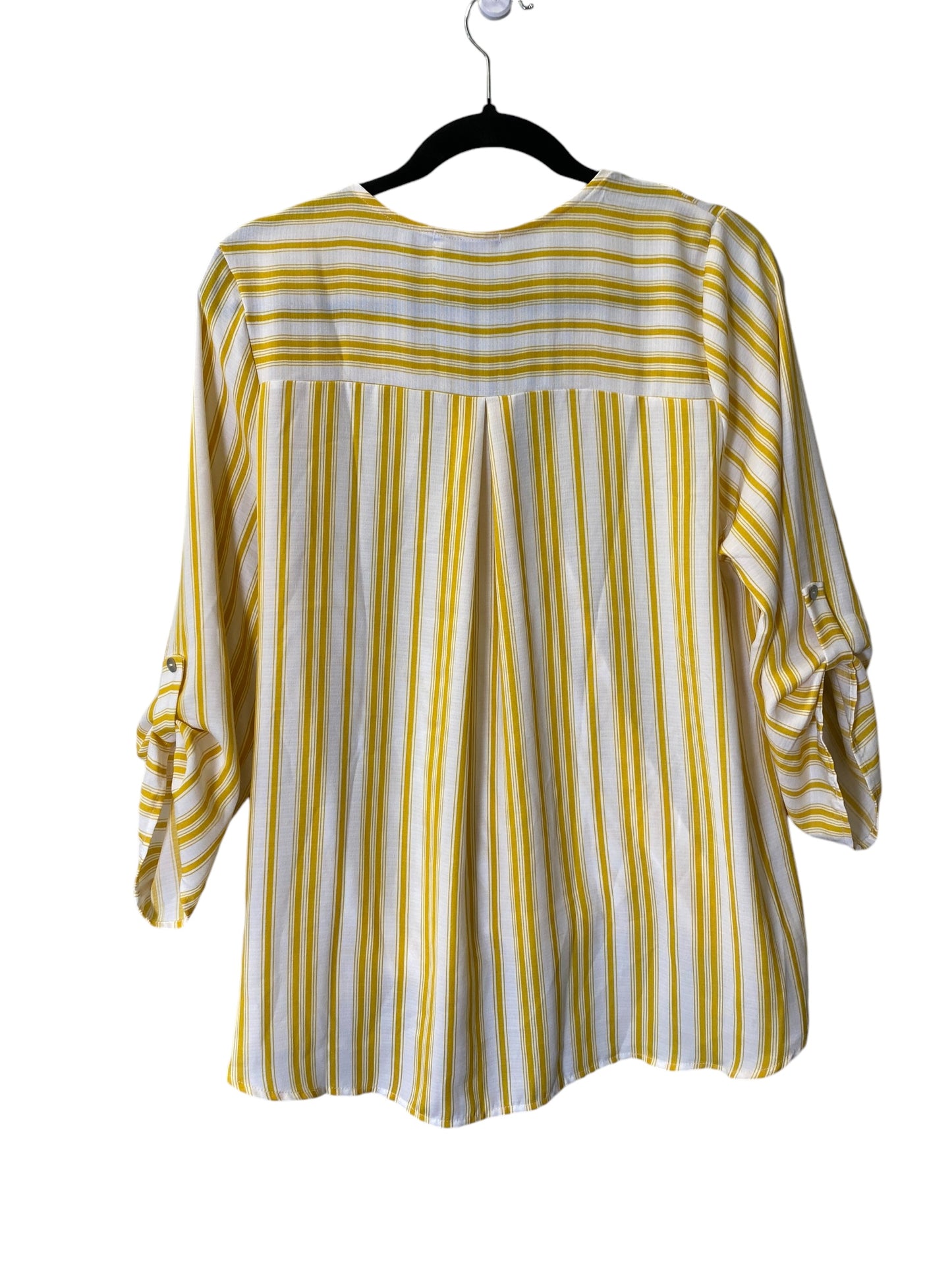 Top 3/4 Sleeve By West Kei In White & Yellow, Size: L