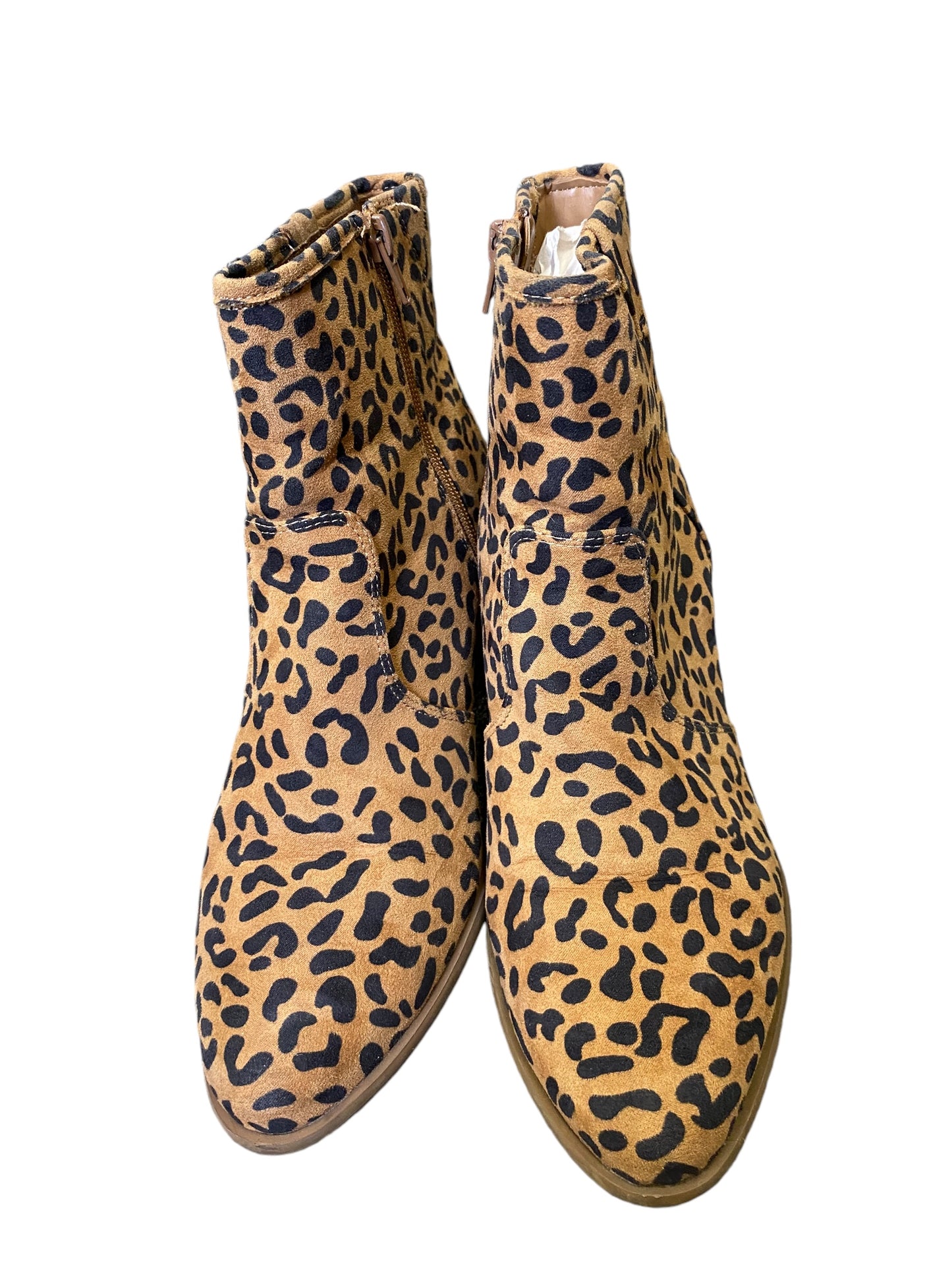 Boots Ankle Heels By Carlos Santana In Animal Print, Size: 10