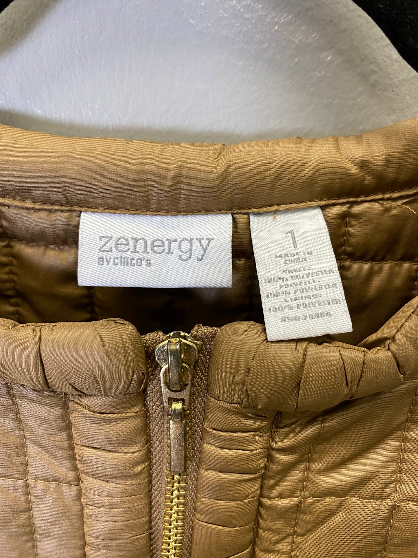 Jacket Puffer & Quilted By Zenergy By Chicos In Bronze, Size: M