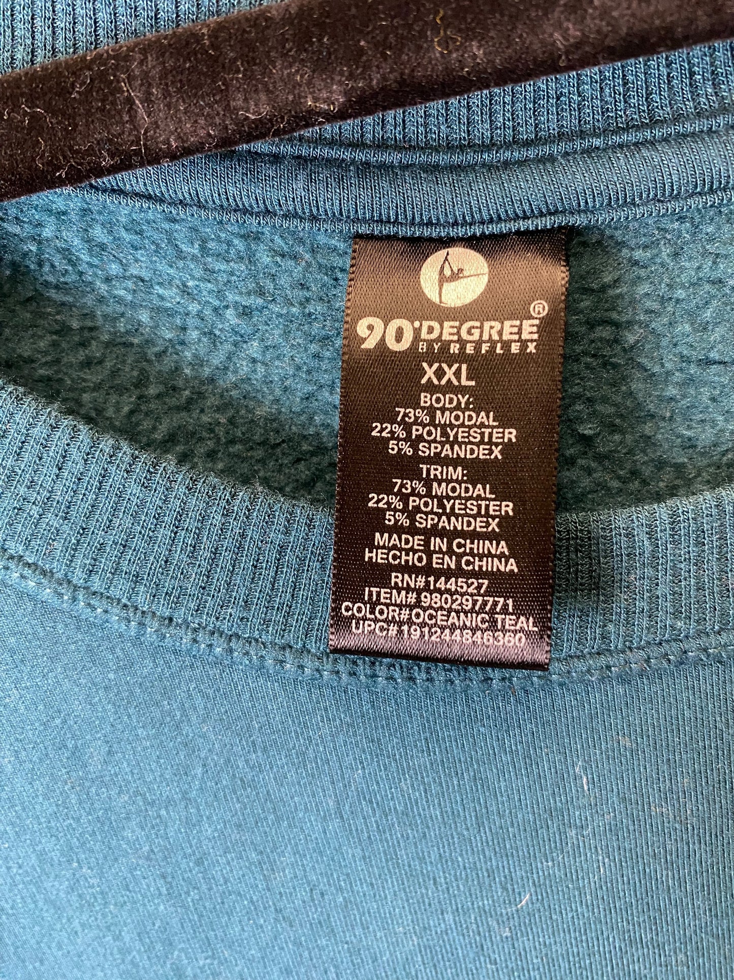 Sweatshirt Crewneck By 90 Degrees By Reflex In Teal, Size: Xxl