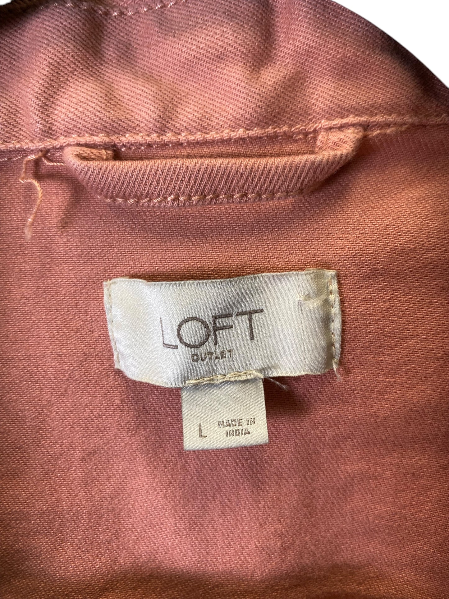 Jacket Denim By Loft In Pink, Size: L