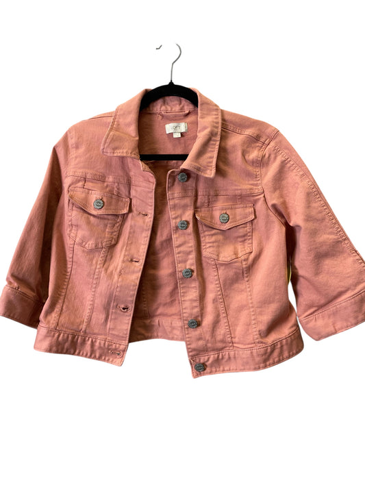 Jacket Denim By Loft In Pink, Size: L