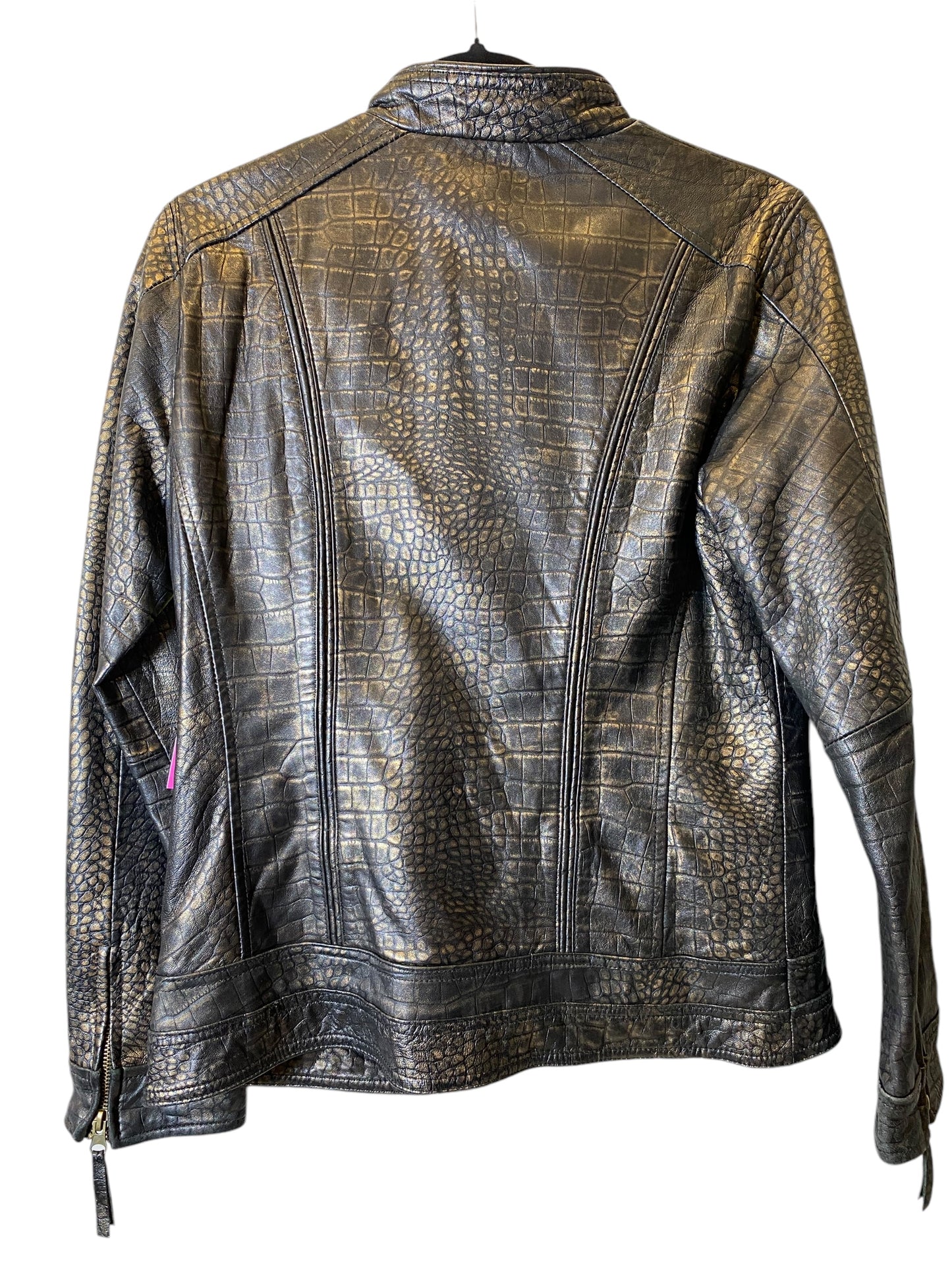 Jacket Leather By Peck And Peck In Bronze, Size: S