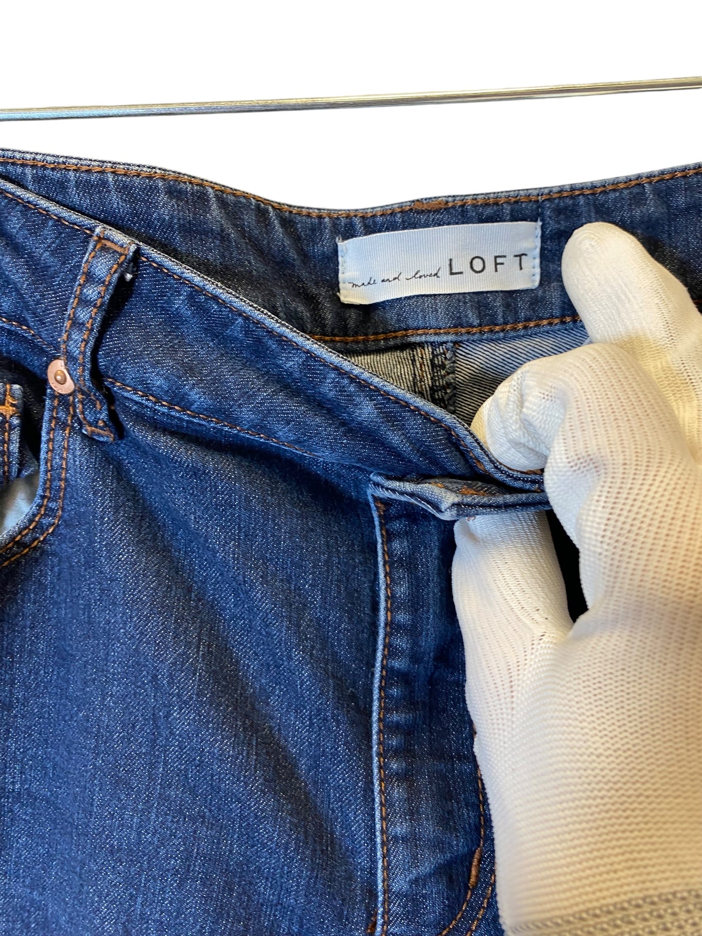 Jeans Skinny By Loft In Blue Denim, Size: 6