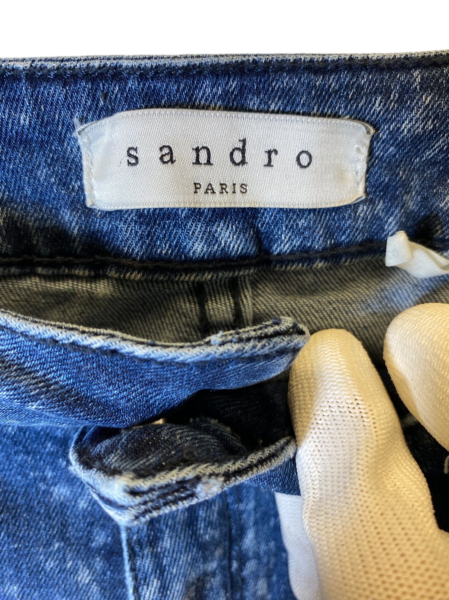 Jeans Skinny By Sandro In Blue & White, Size: 2