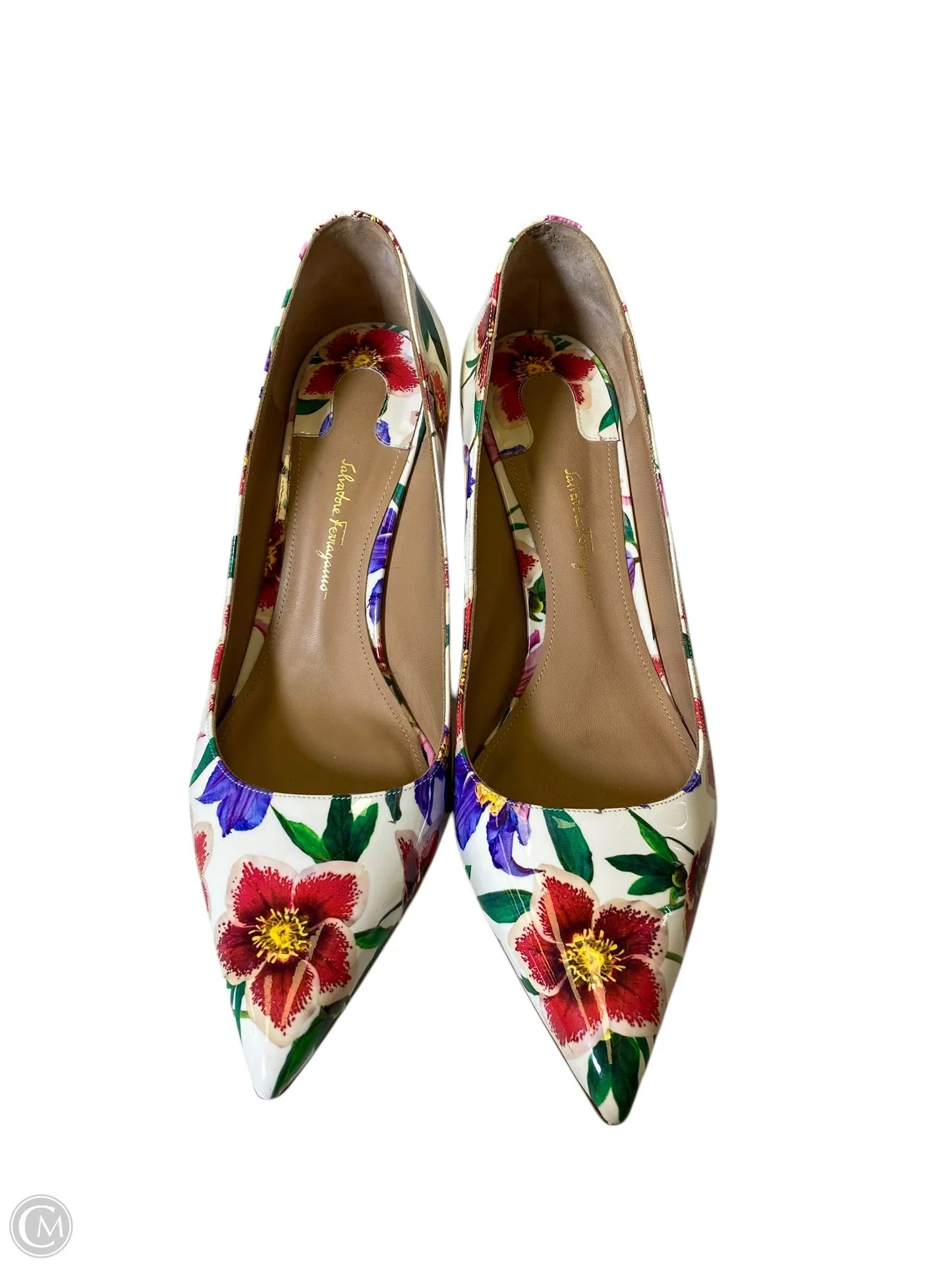 Shoes Luxury Designer By Ferragamo In Floral Print, Size: 8