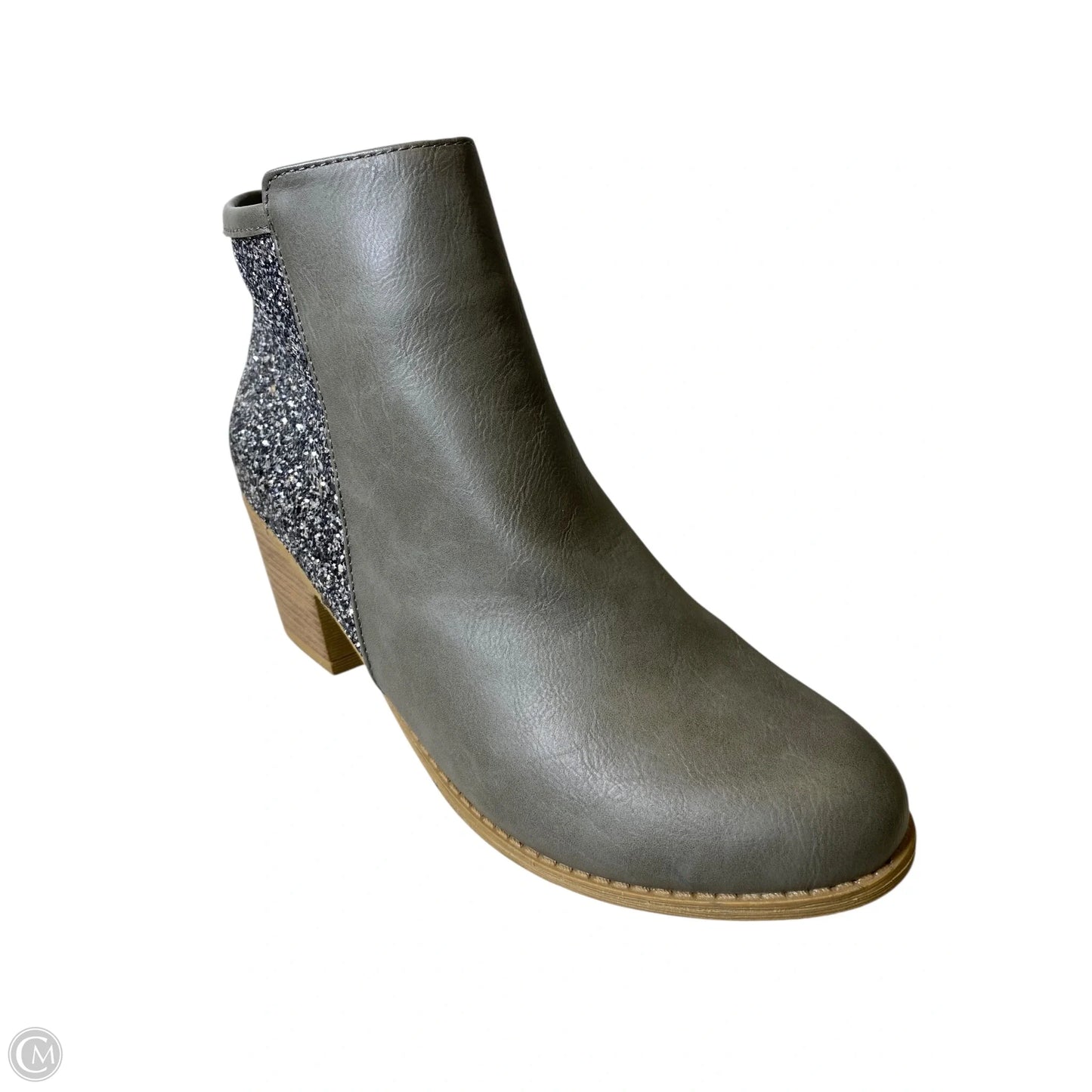 Boots Ankle Heels By Clothes Mentor In Grey & Silver, Size: 10