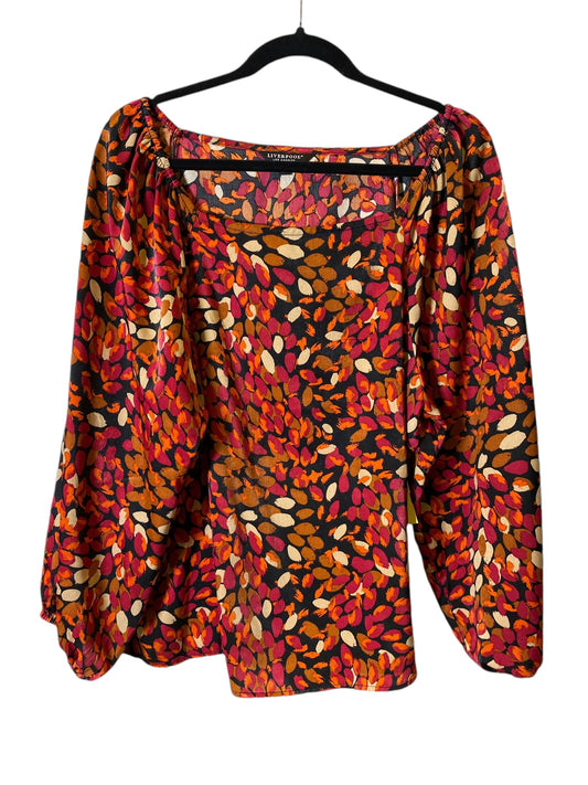 Top Long Sleeve By Liverpool In Floral Print, Size: Xl