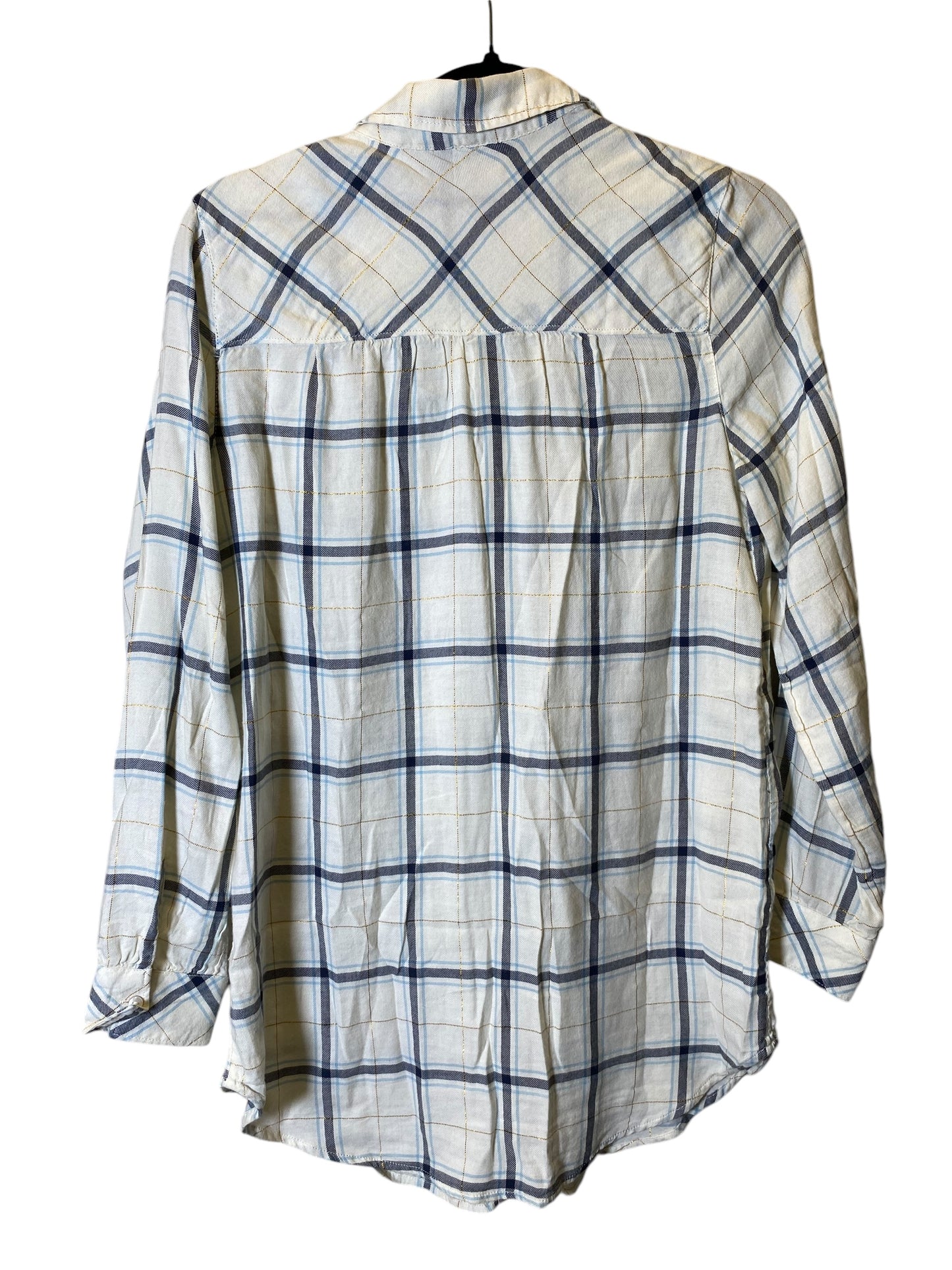 Blouse Long Sleeve By Aerie In Checkered Pattern, Size: S