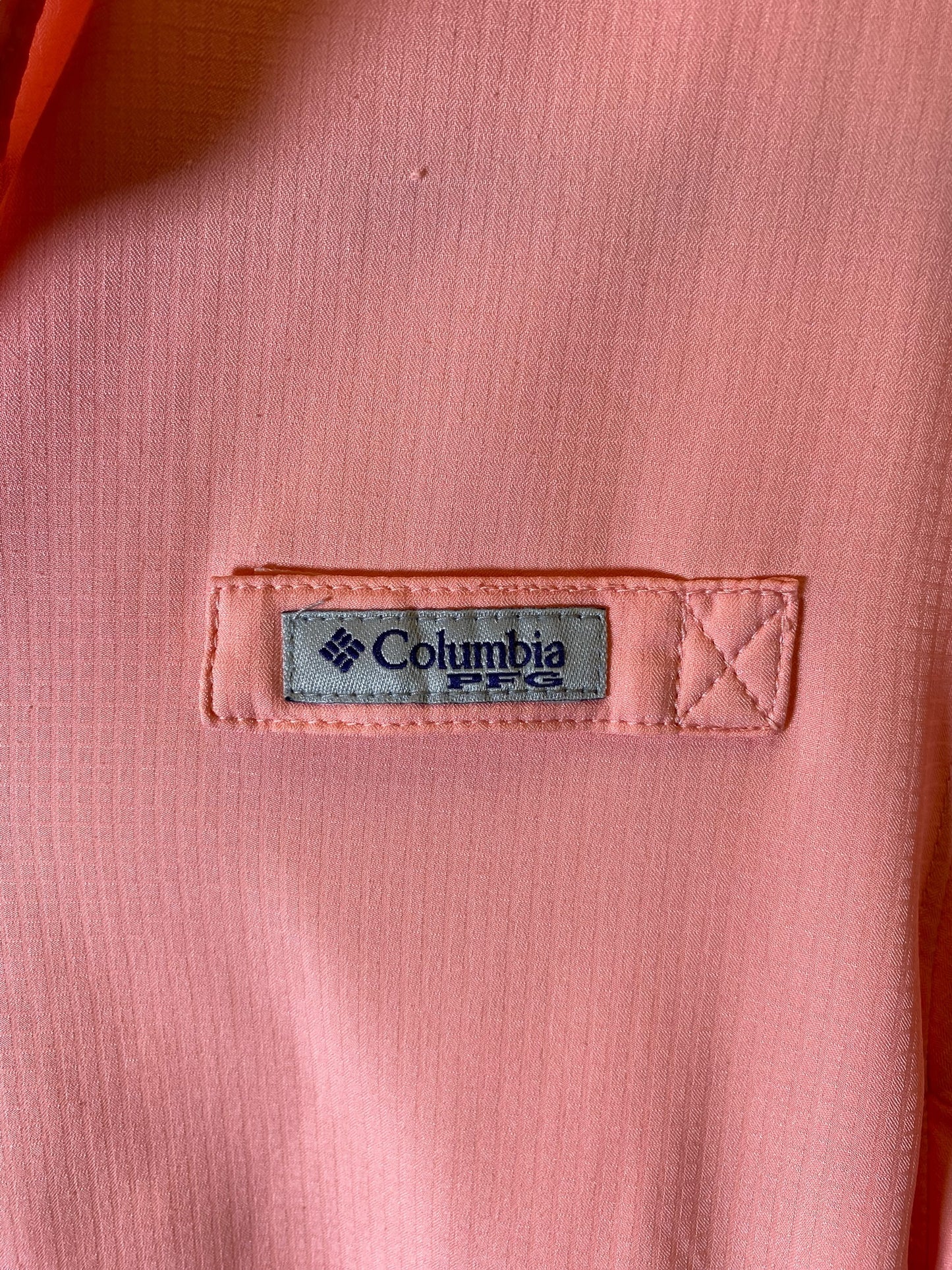 Athletic Top Long Sleeve Collar By Columbia In Peach, Size: M