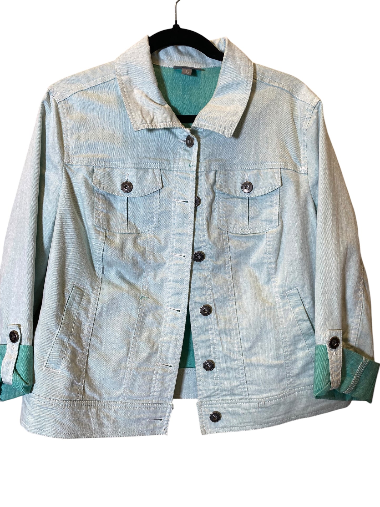 Jacket Denim By Roz And Ali In Green, Size: L