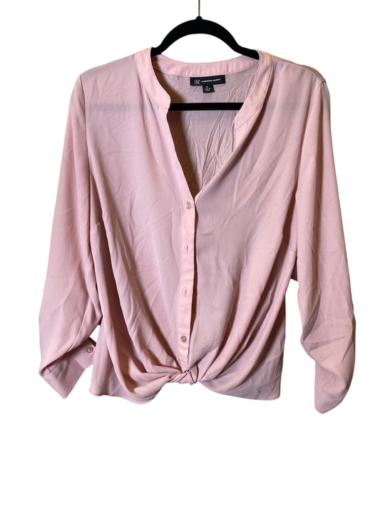 Blouse Long Sleeve By International Concepts In Pink, Size: L