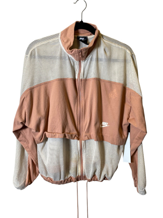 Athletic Jacket By Nike In Cream & Orange, Size: M