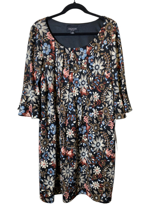 Dress Sweater By Perceptions In Floral Print, Size: L