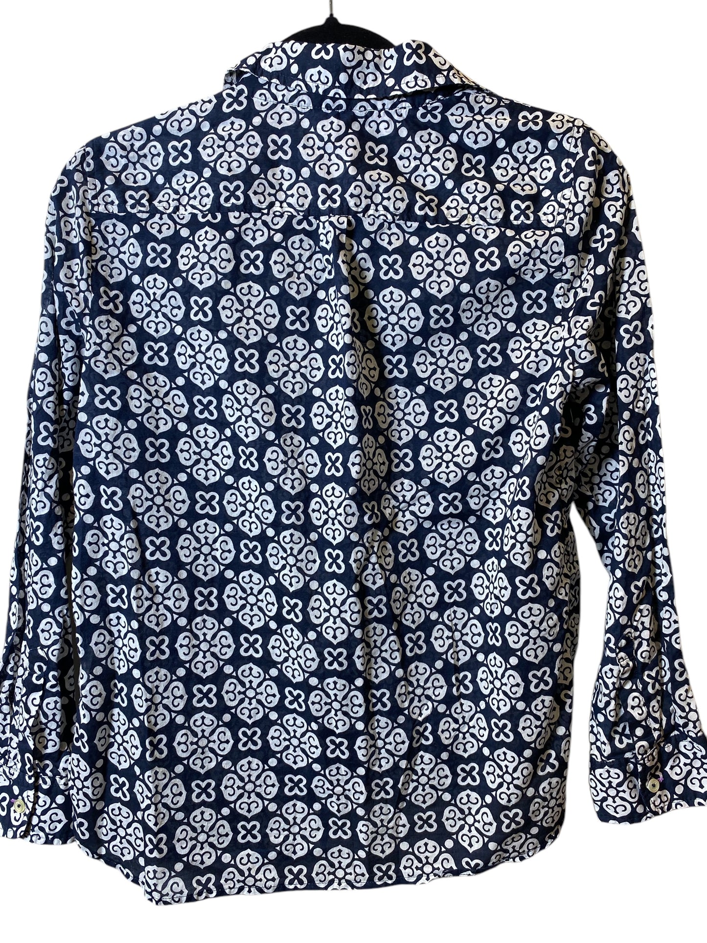 Blouse Long Sleeve By Talbots In Blue & White, Size: S