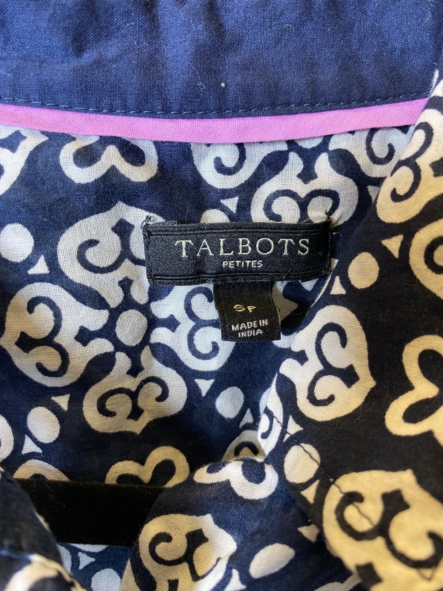 Blouse Long Sleeve By Talbots In Blue & White, Size: S