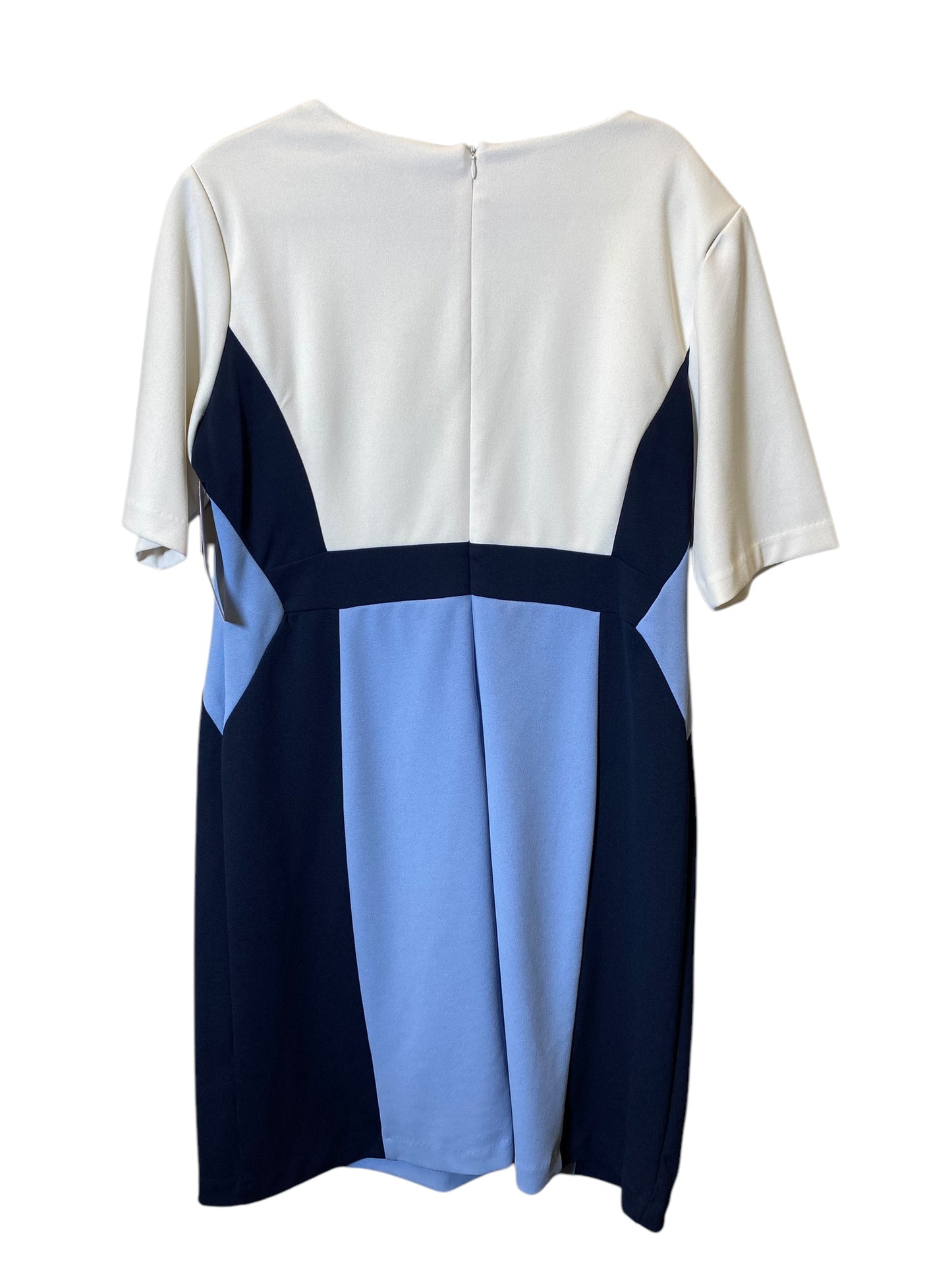 Dress Casual Midi By Ronnie Nicole In Blue & White, Size: 18