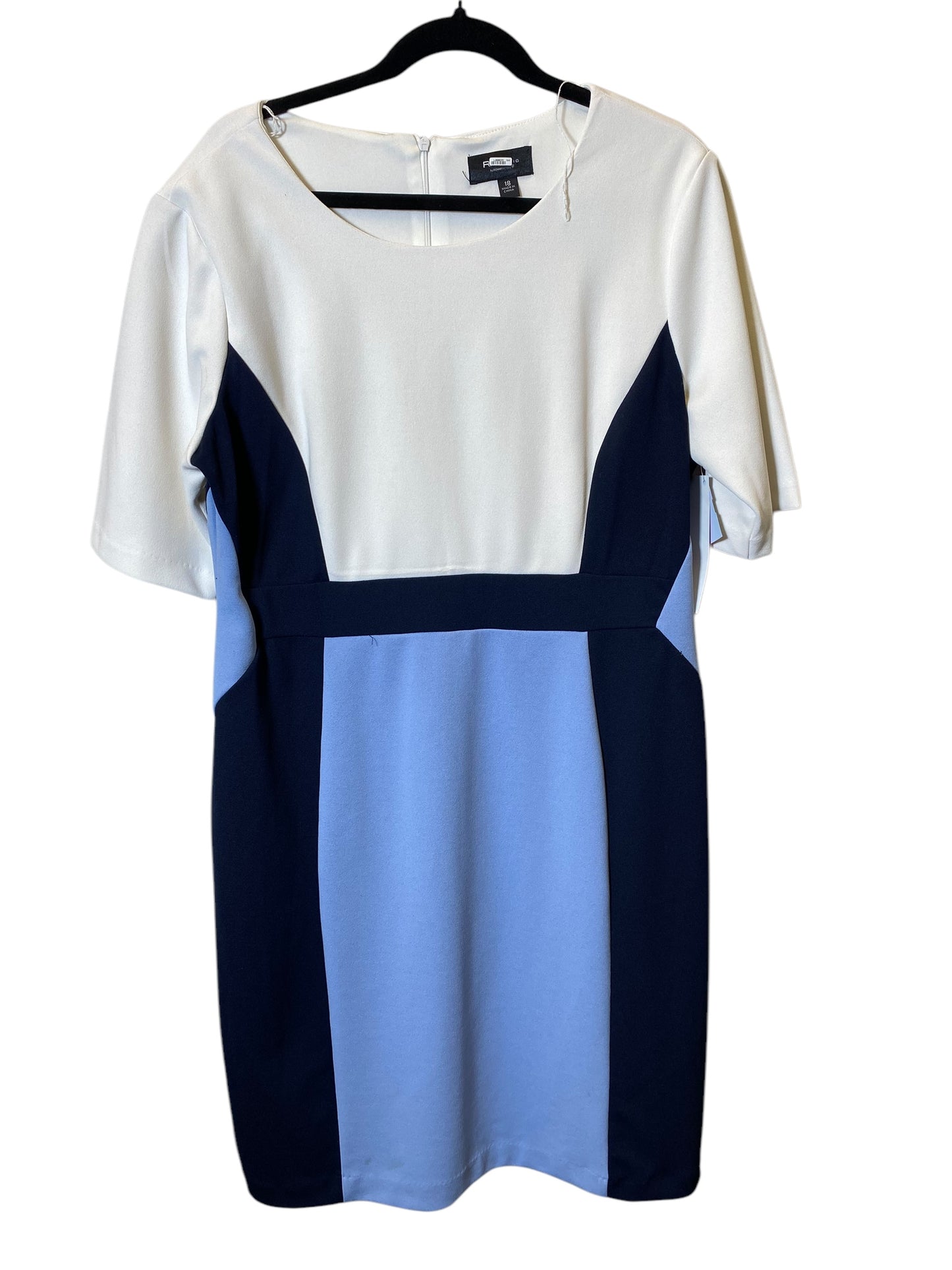 Dress Casual Midi By Ronnie Nicole In Blue & White, Size: 18