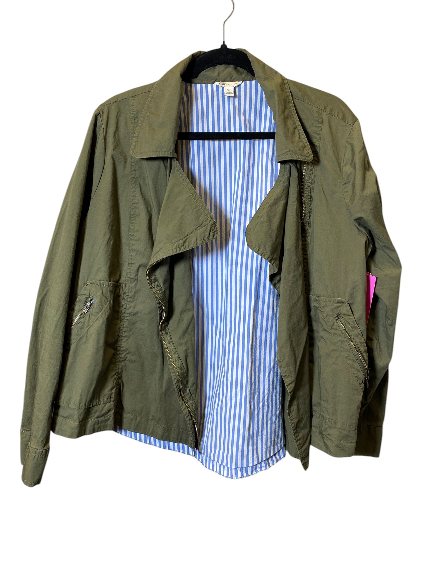 Jacket Moto By Cato In Green, Size: Xl