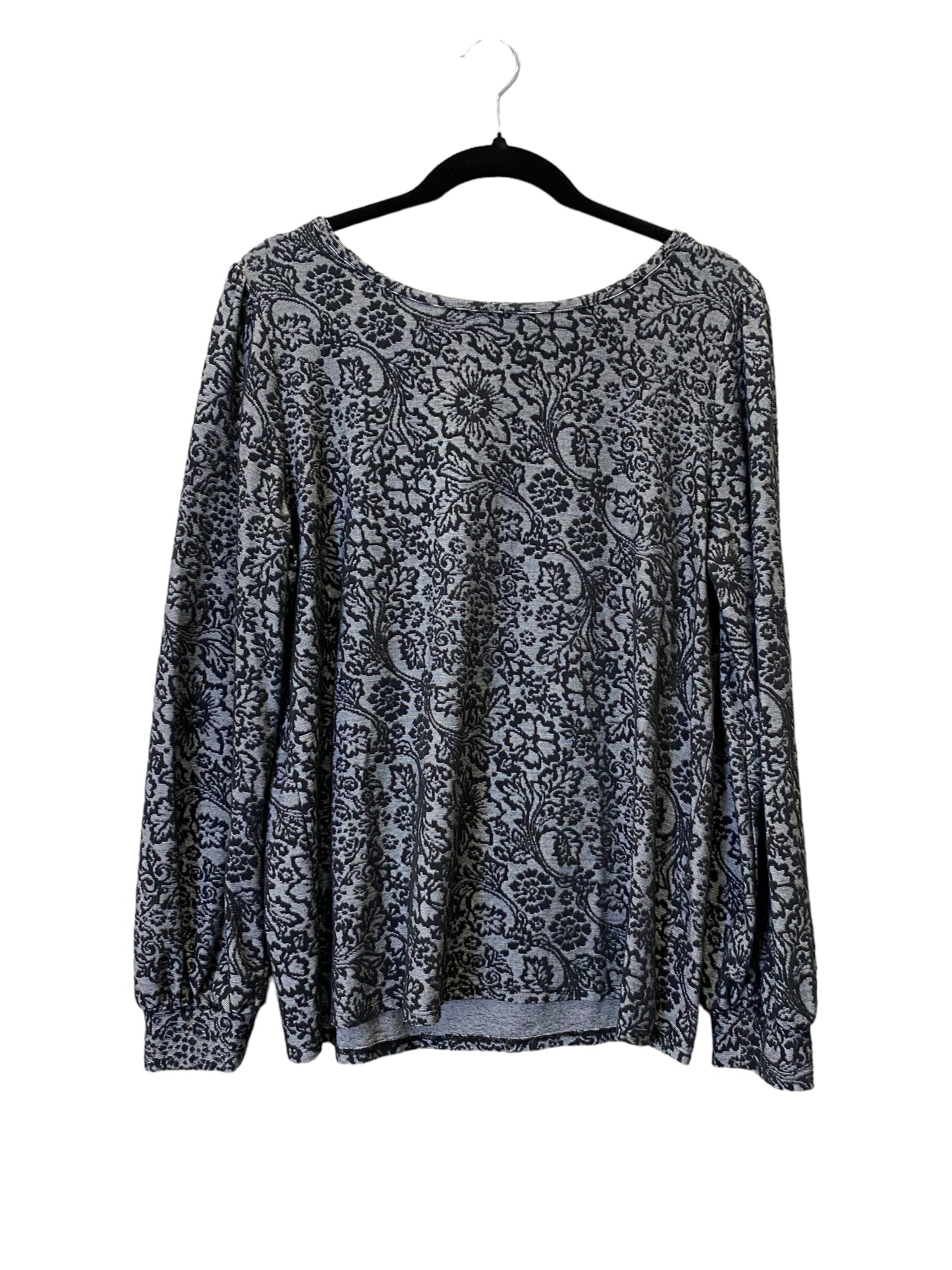 Black & Grey Top Long Sleeve Loft, Size L