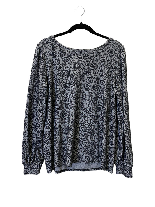 Black & Grey Top Long Sleeve Loft, Size L