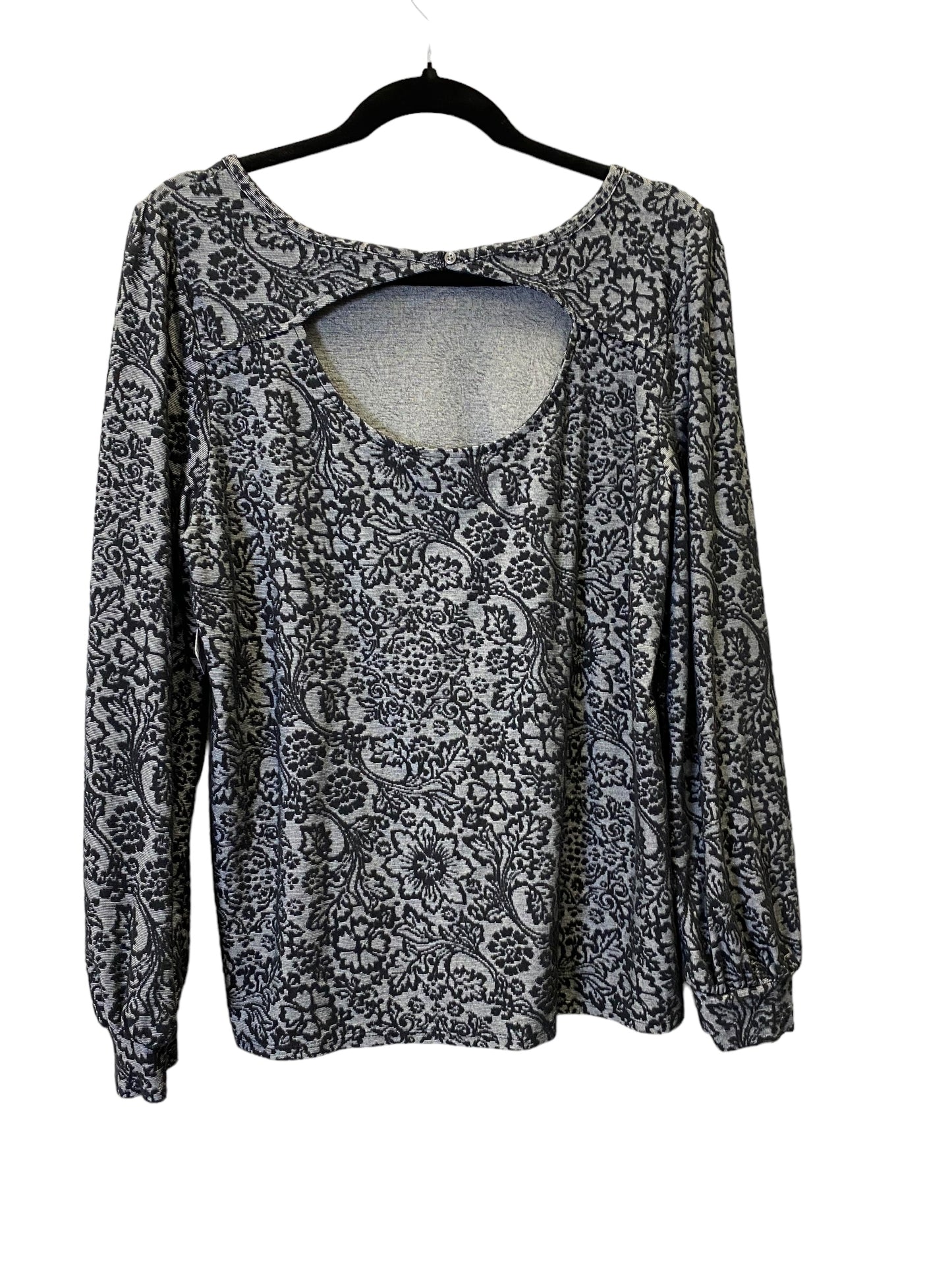 Black & Grey Top Long Sleeve Loft, Size L