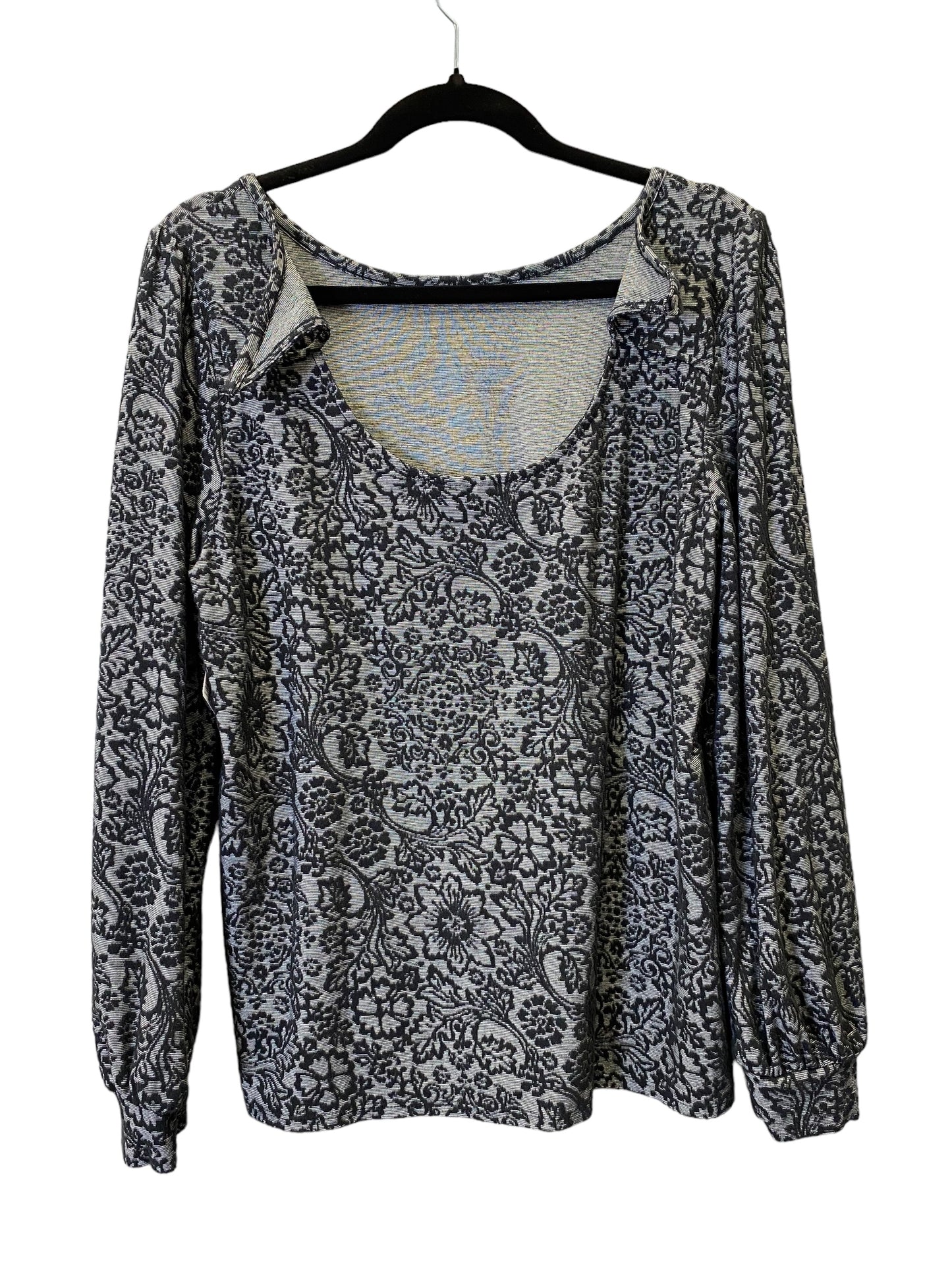 Black & Grey Top Long Sleeve Loft, Size L