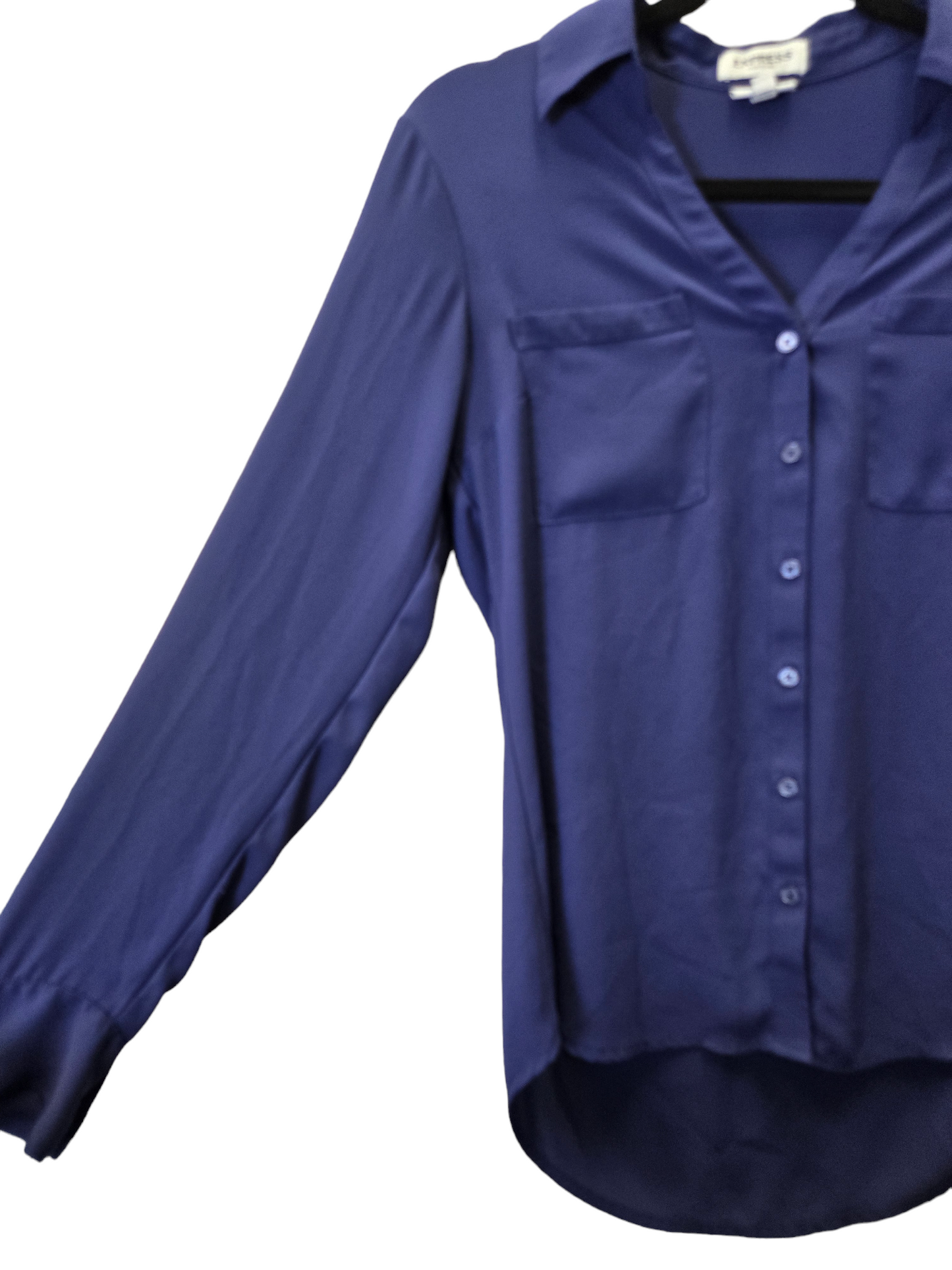 Navy Blouse Long Sleeve Express, Size S