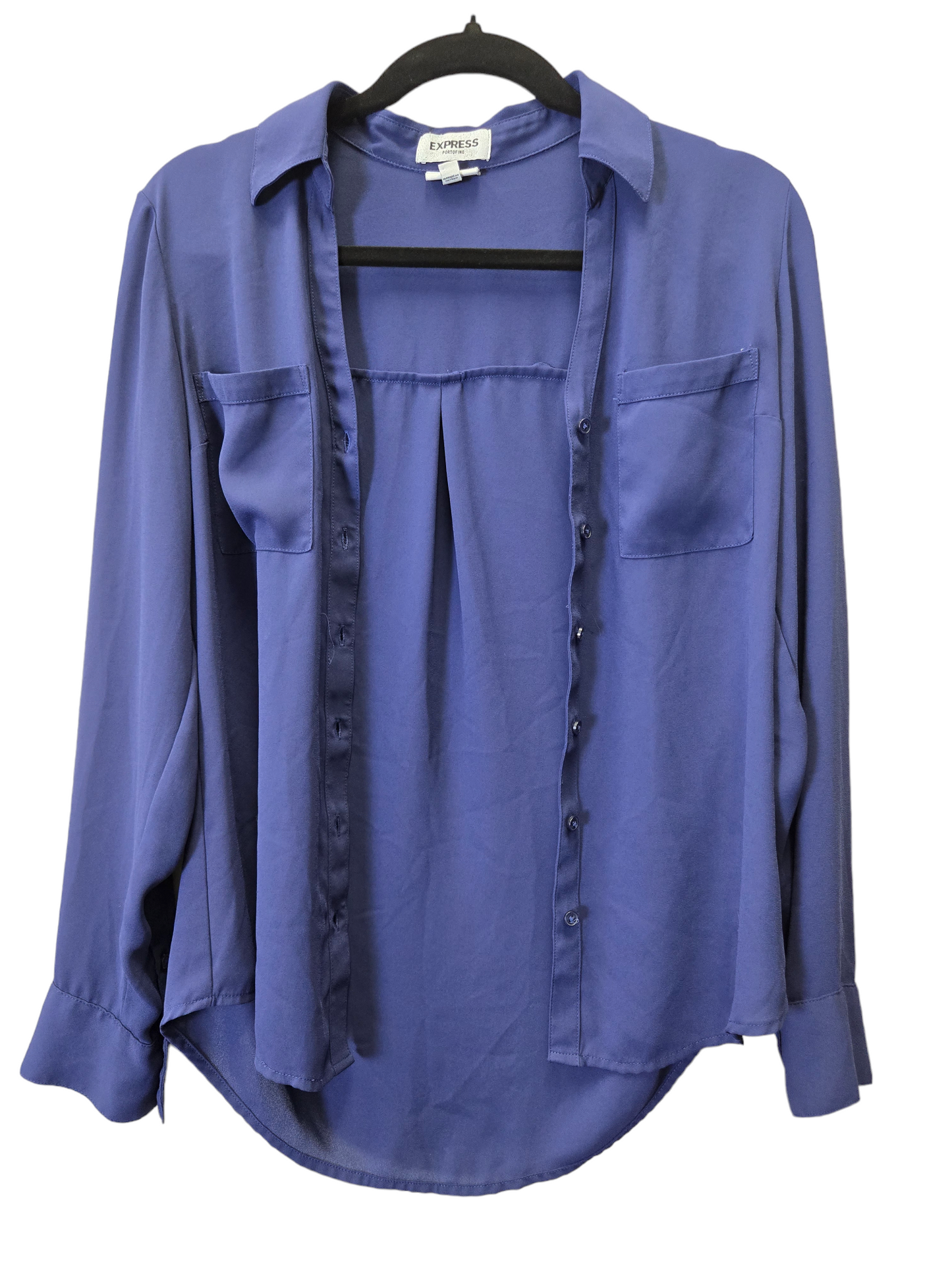 Navy Blouse Long Sleeve Express, Size S