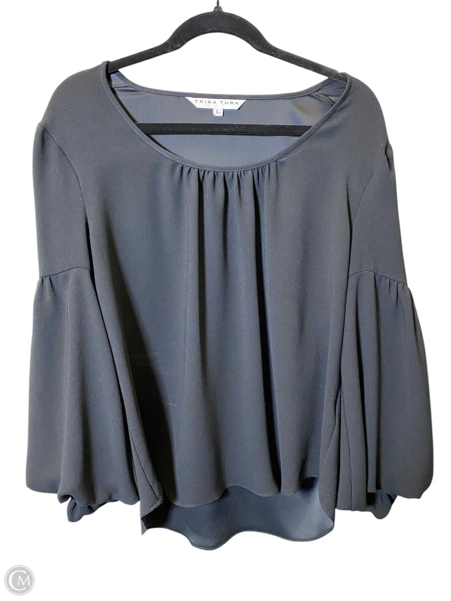 Top 3/4 Sleeve Designer By Trina Turk In Black, Size: L