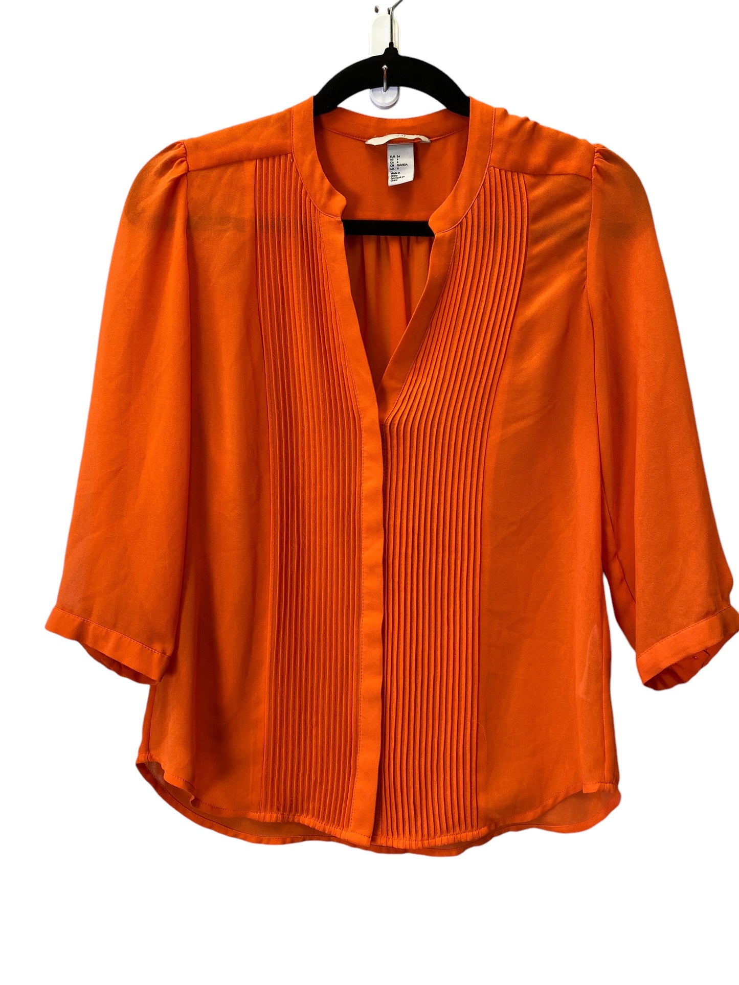 Top Long Sleeve By H&m In Orange, Size: S