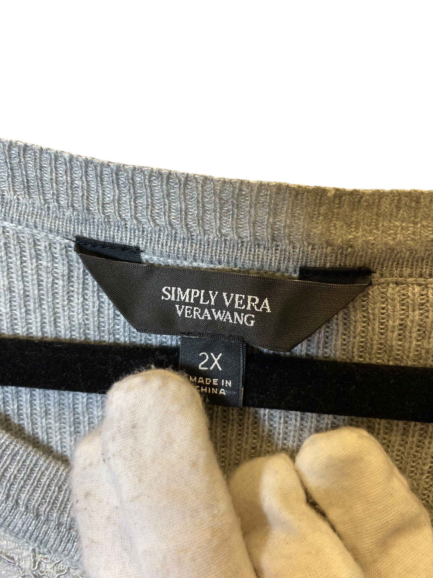 Sweater 2pc By Simply Vera In Grey & White, Size: 2x