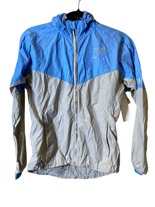 Jacket Windbreaker By Gym Shark In Blue & Grey, Size: S