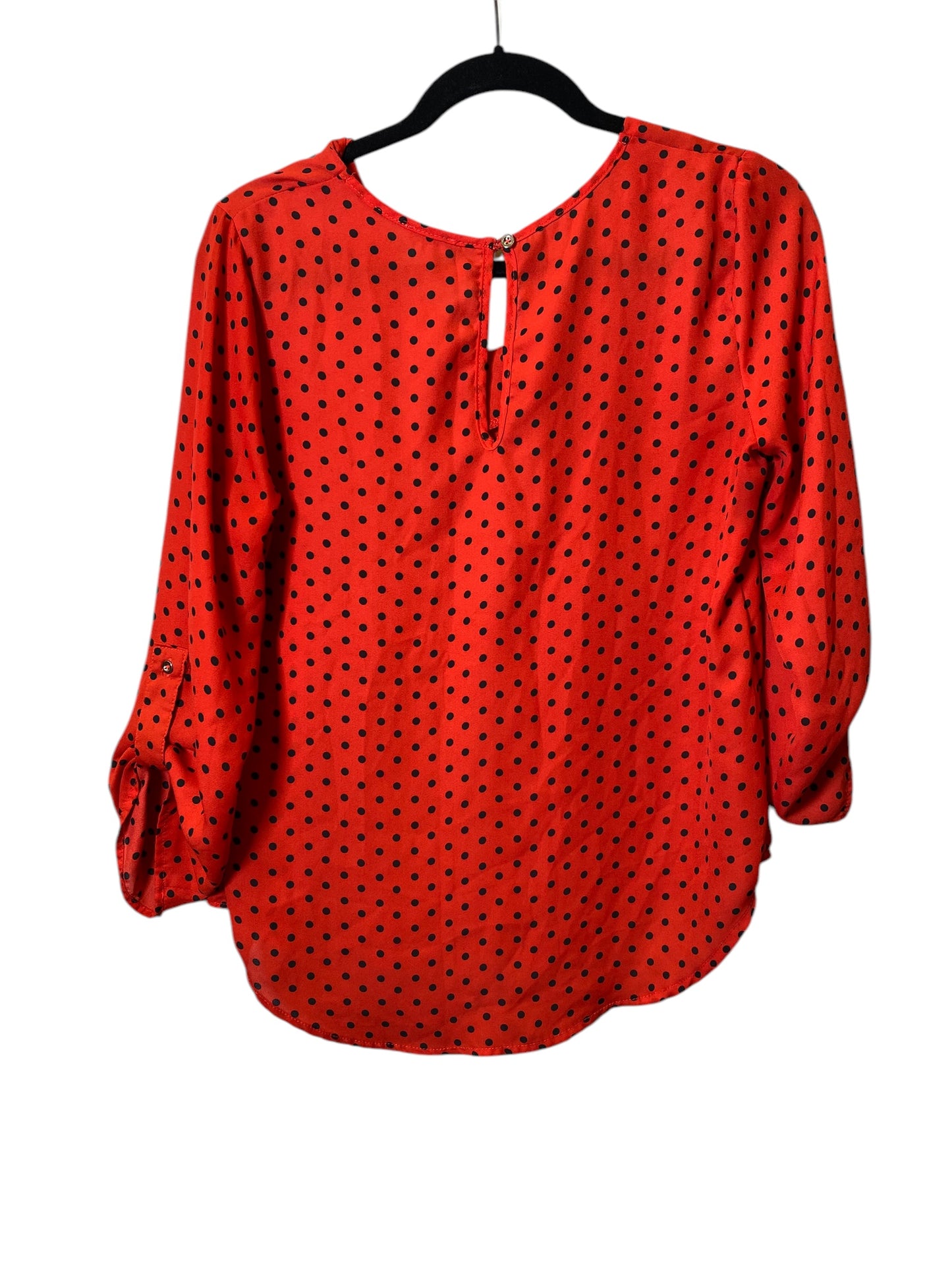 Top 3/4 Sleeve By Lily White In Polkadot Pattern, Size: M