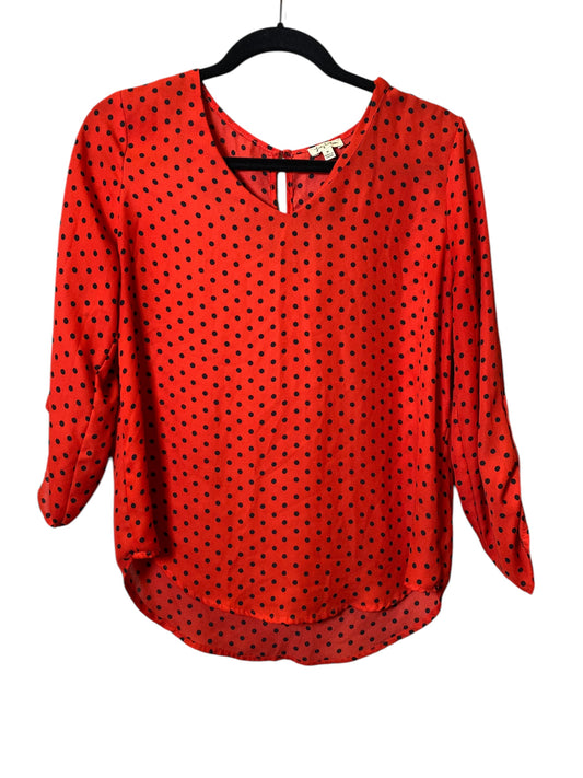 Top 3/4 Sleeve By Lily White In Polkadot Pattern, Size: M