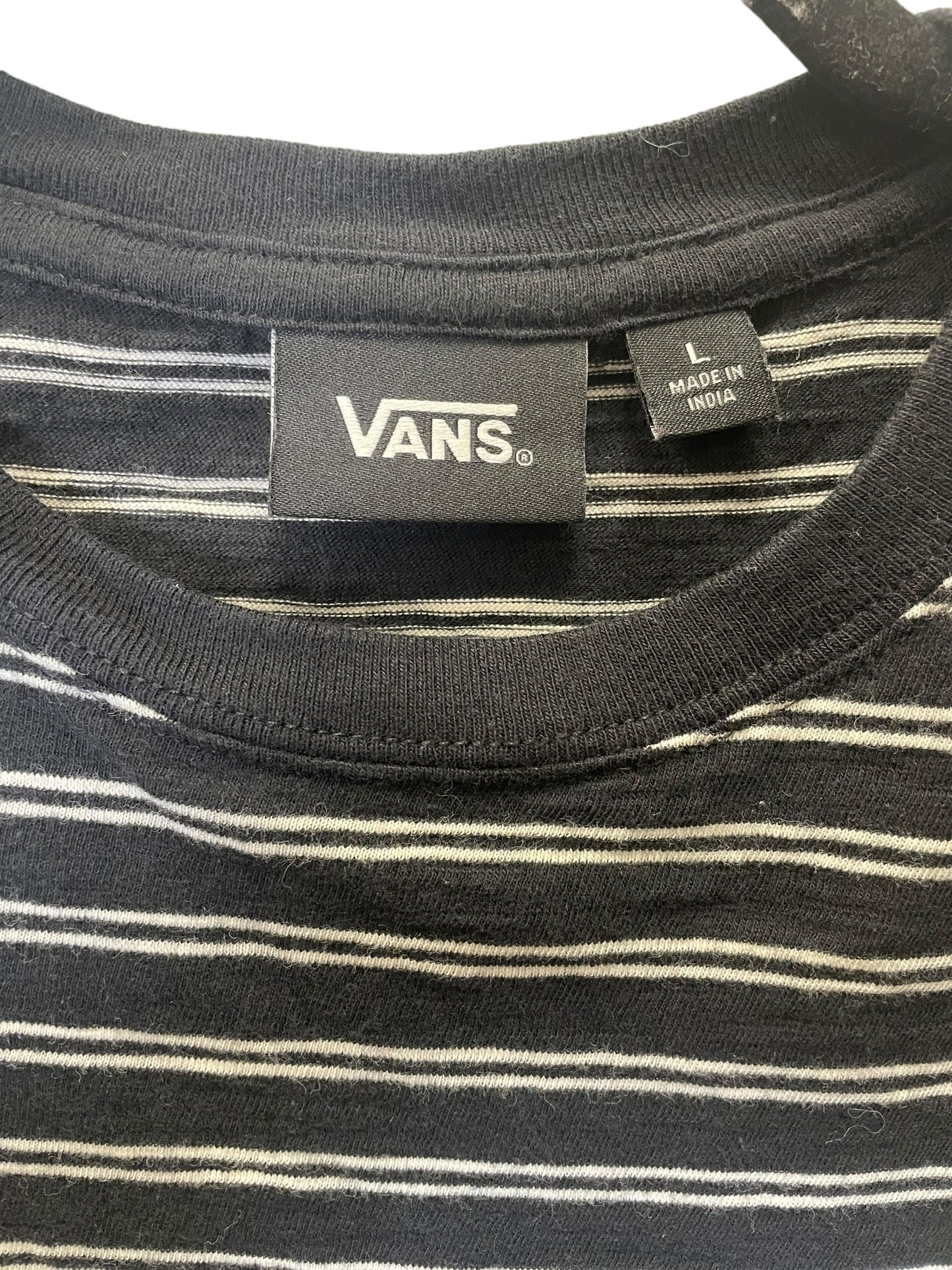 Top Short Sleeve By Vans In Striped Pattern, Size: L