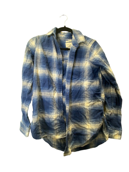 Blouse Long Sleeve By American Eagle In Plaid Pattern, Size: S