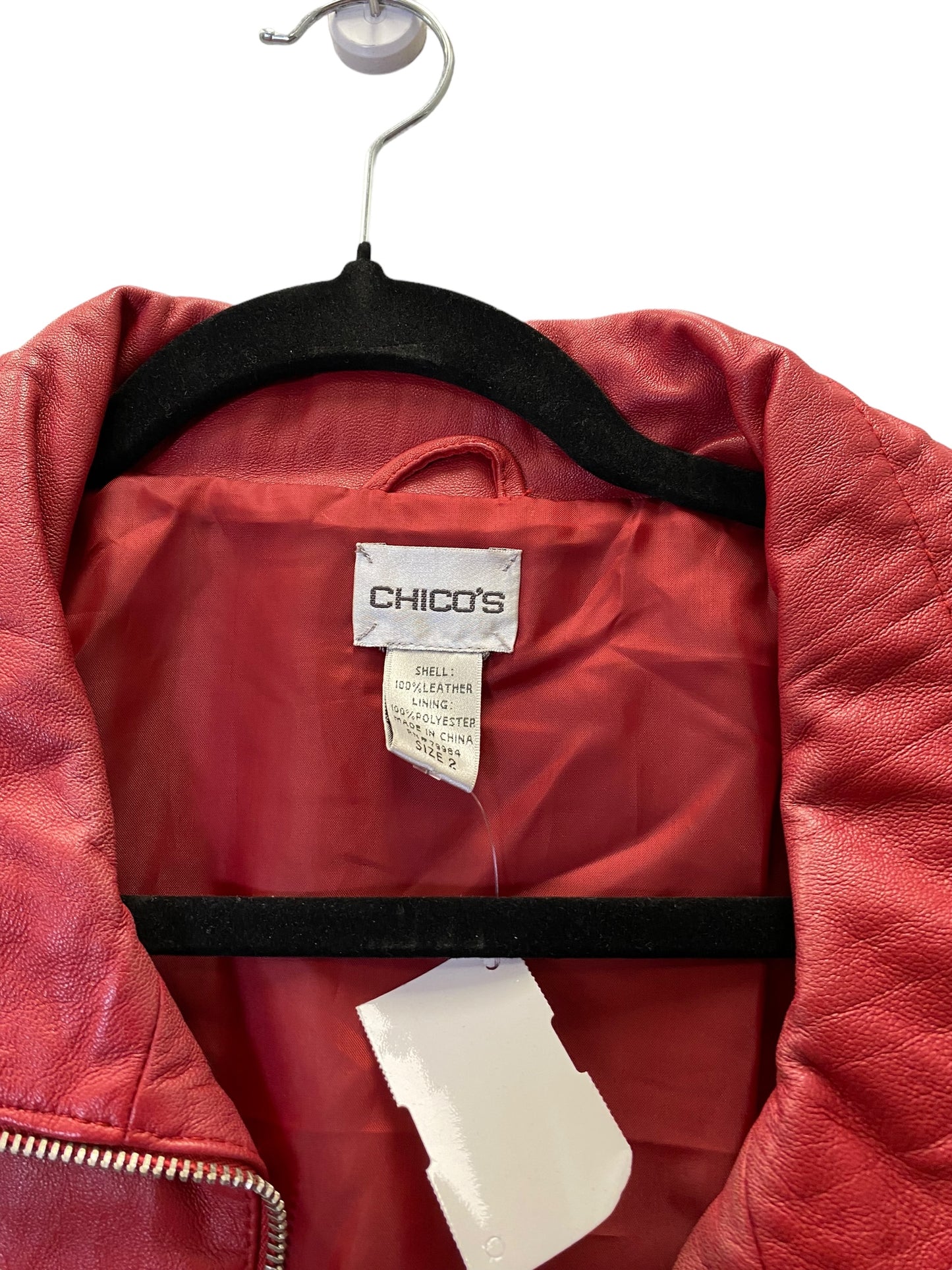 Jacket Leather By Chicos In Red, Size: L