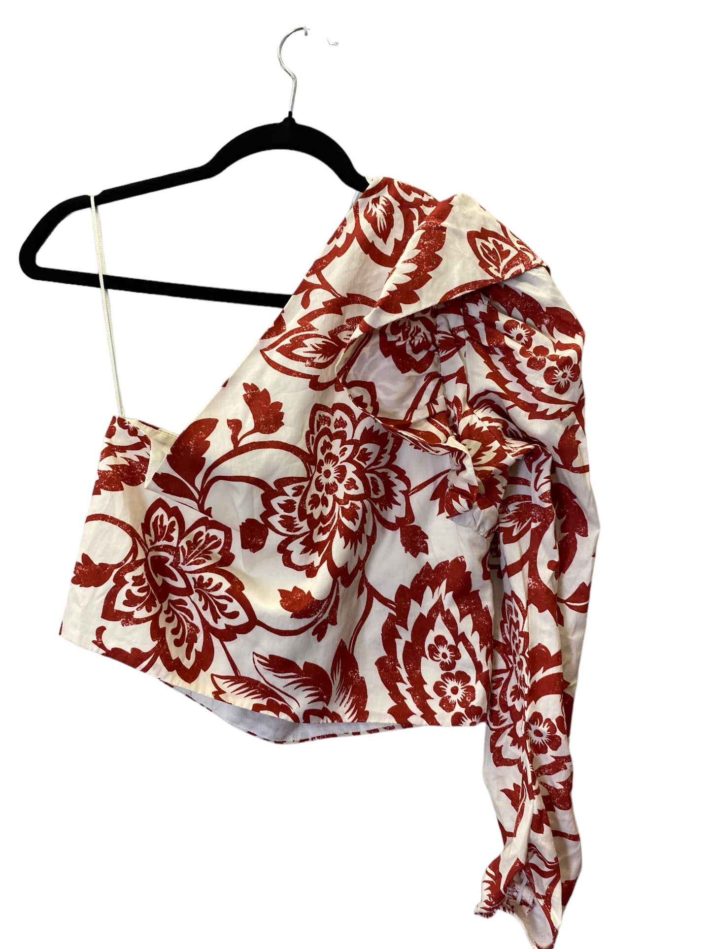 Top Long Sleeve By Zara In Red & White, Size: L