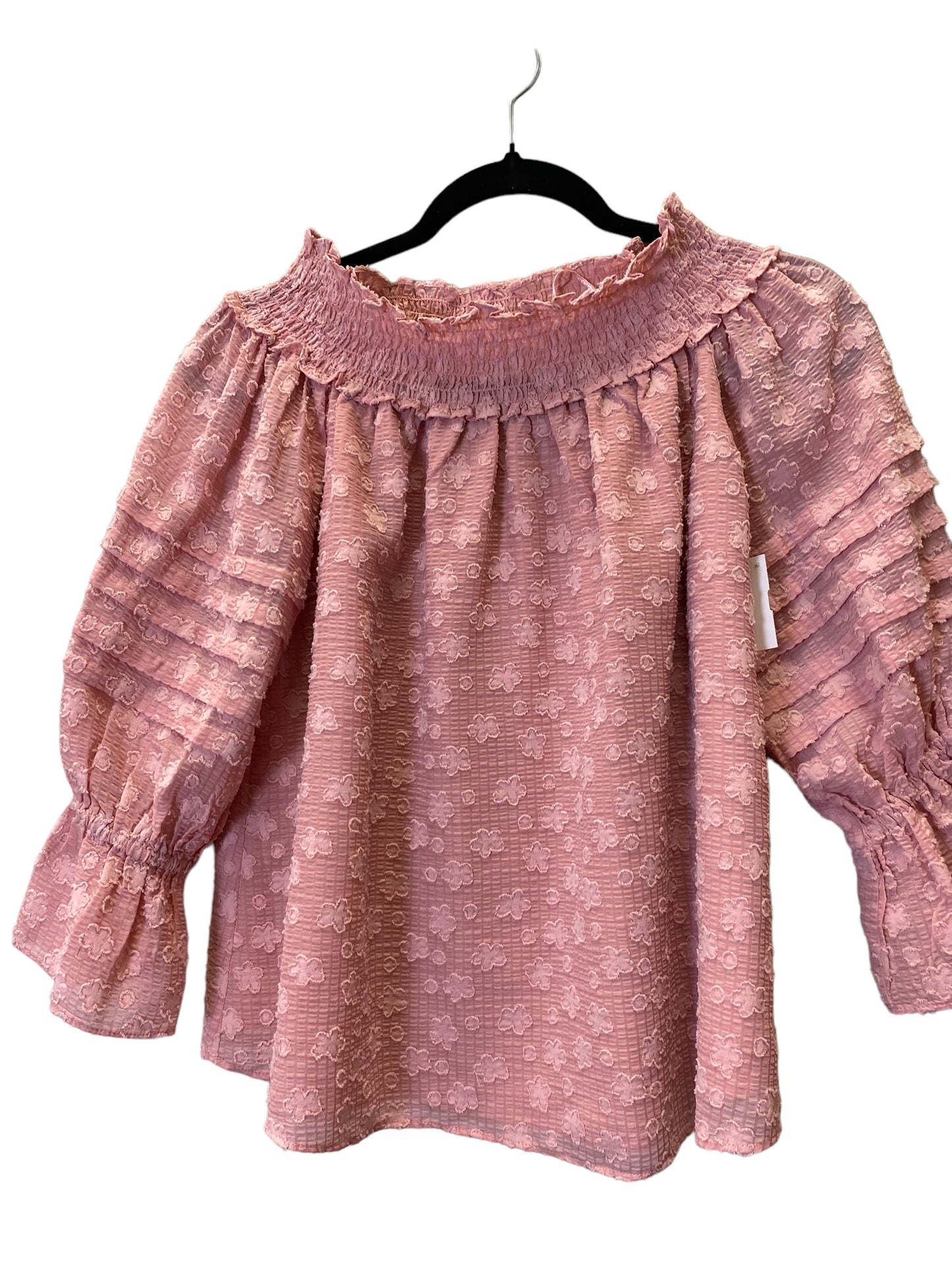 Blouse 3/4 Sleeve By Cece In Pink, Size: Xs