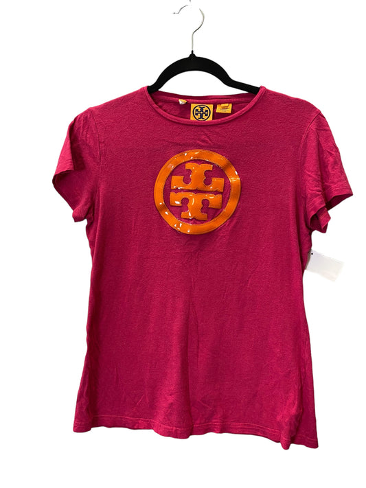 Top Short Sleeve Designer By Tory Burch In Orange & Pink, Size: S