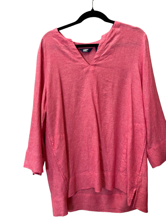 Blouse 3/4 Sleeve By Lands End In Pink, Size: L